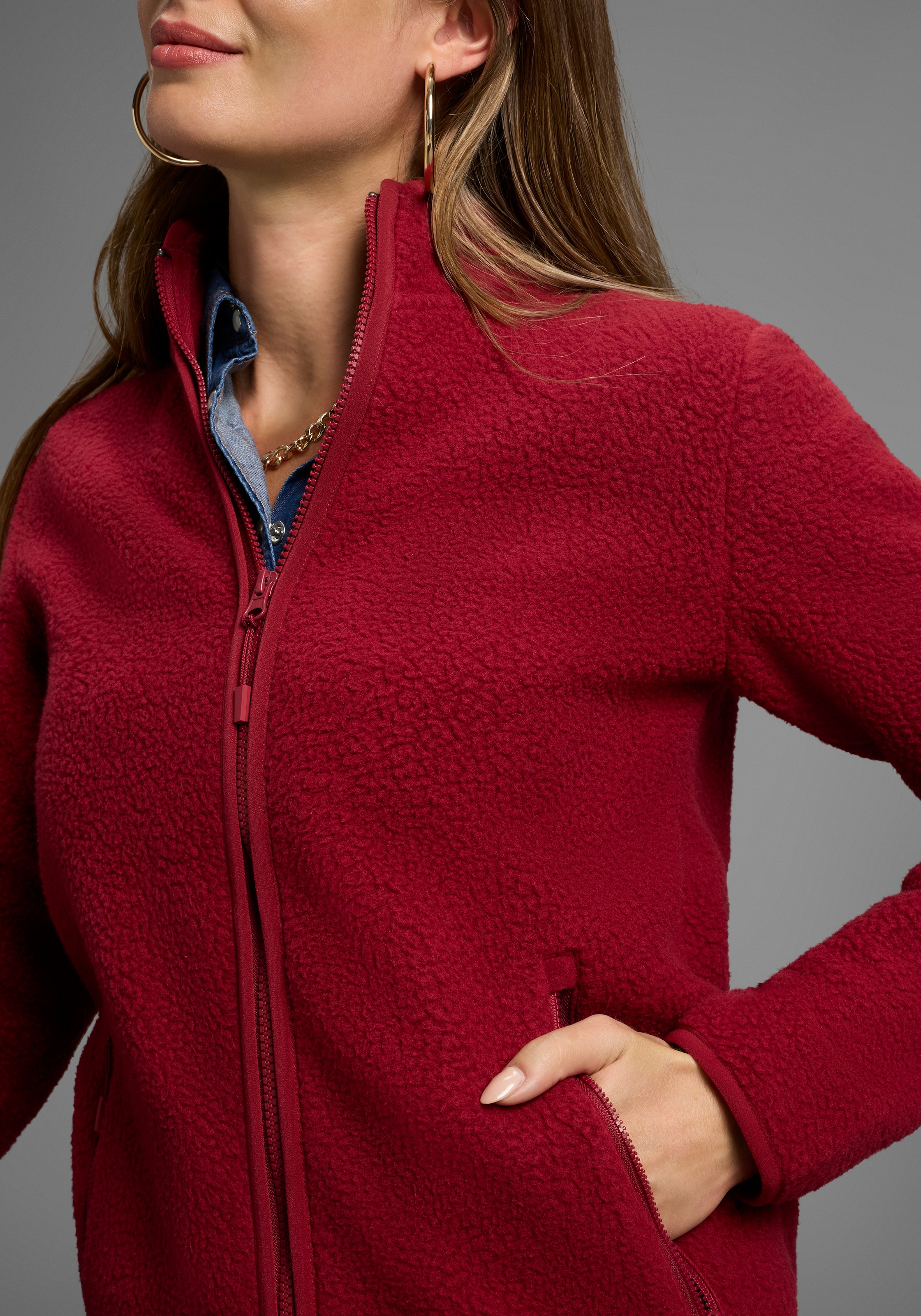 Polarino Fleecejacke, aus Teddy-Fleece, Übergangsjacke