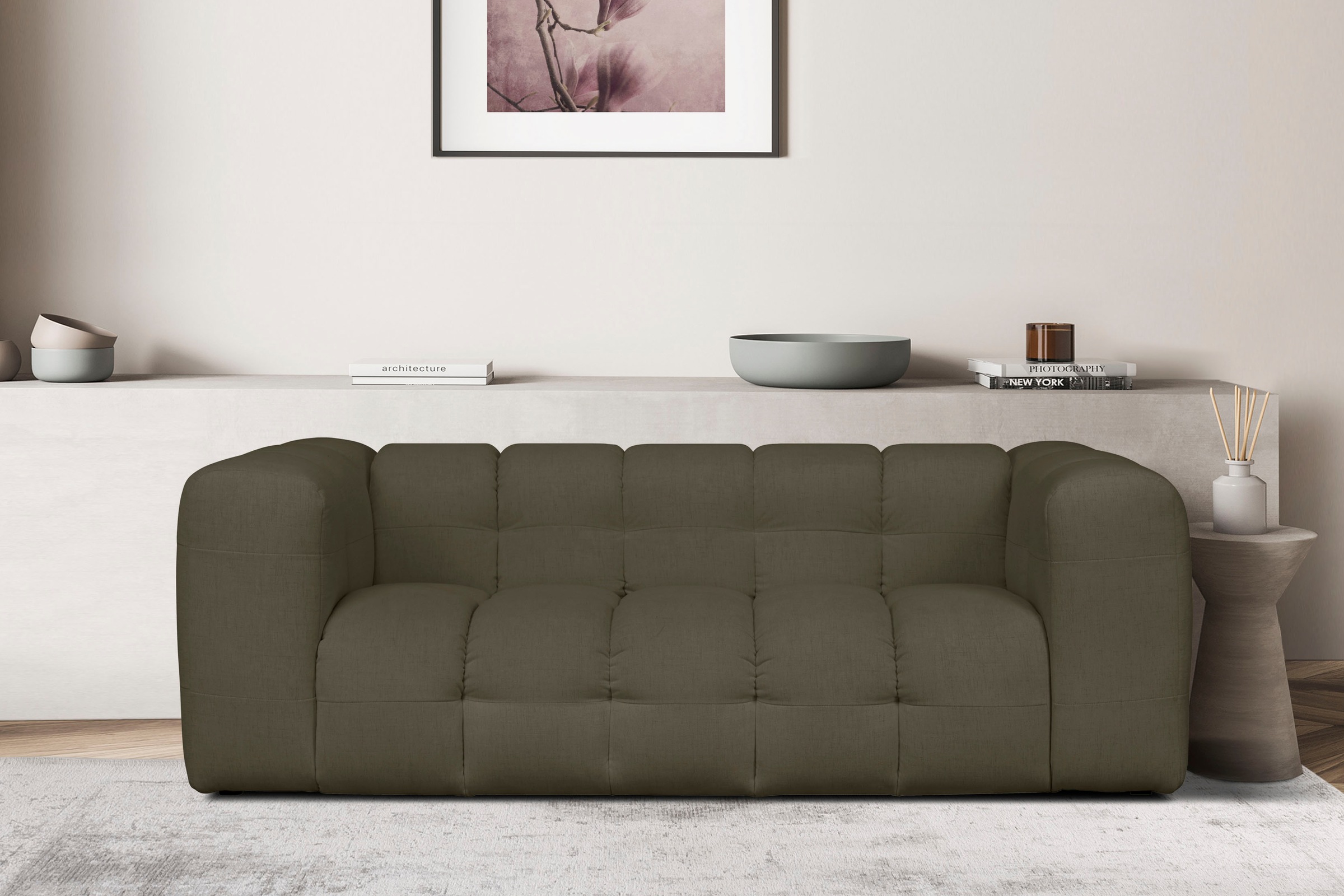 LeGer Home by Lena Gercke 3-Sitzer »TALISHA Designersofa, moderne Steppung, Masse B/T/H: 229/110/75 cm«, aufwendig gepolstert, hoher Sitzkomfort
