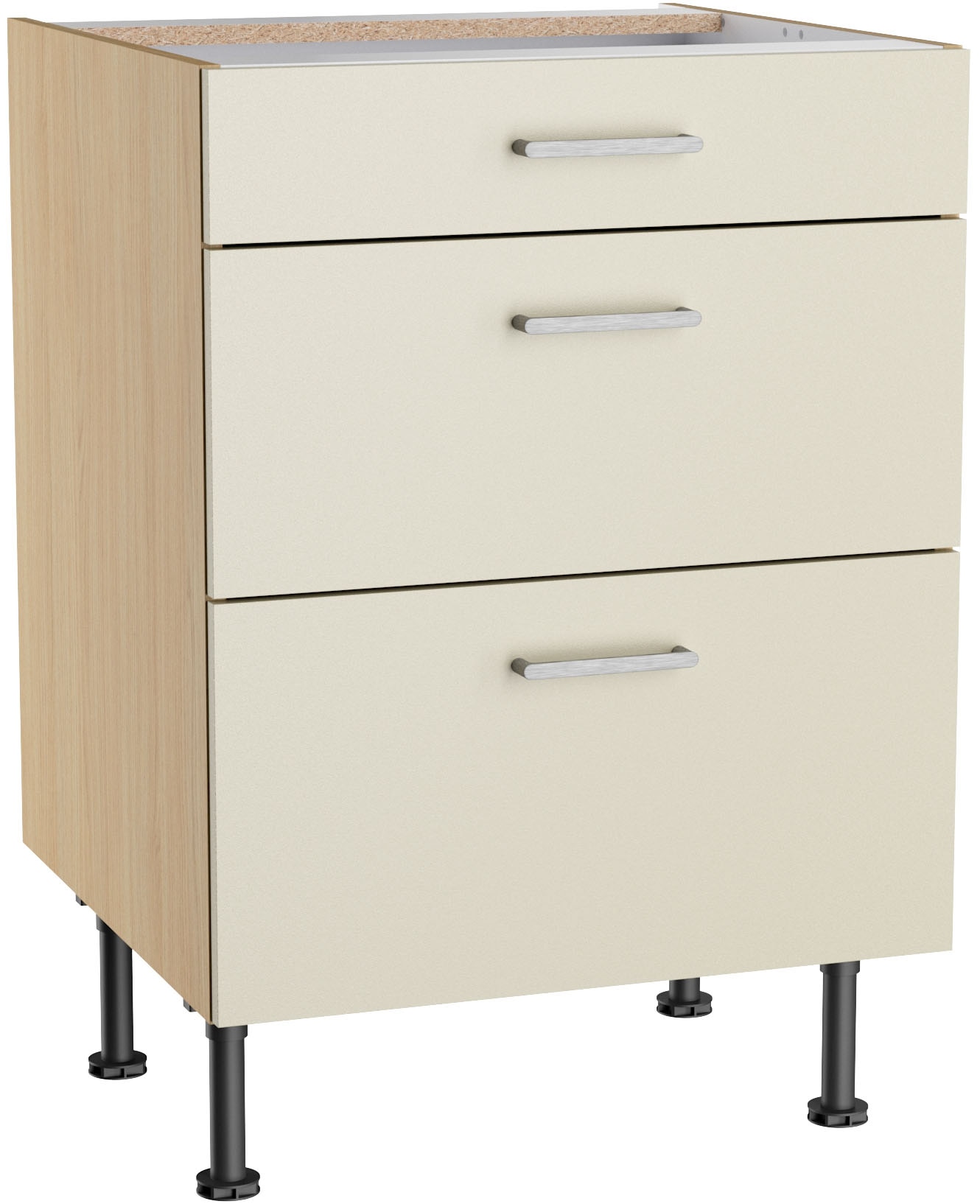 KOCHSTATION Armoire basse »KS-Lucy« Breite 60 cm, 1 Schubkasten, 2 Auszügen, Soft-Close, verstellb. Füsse