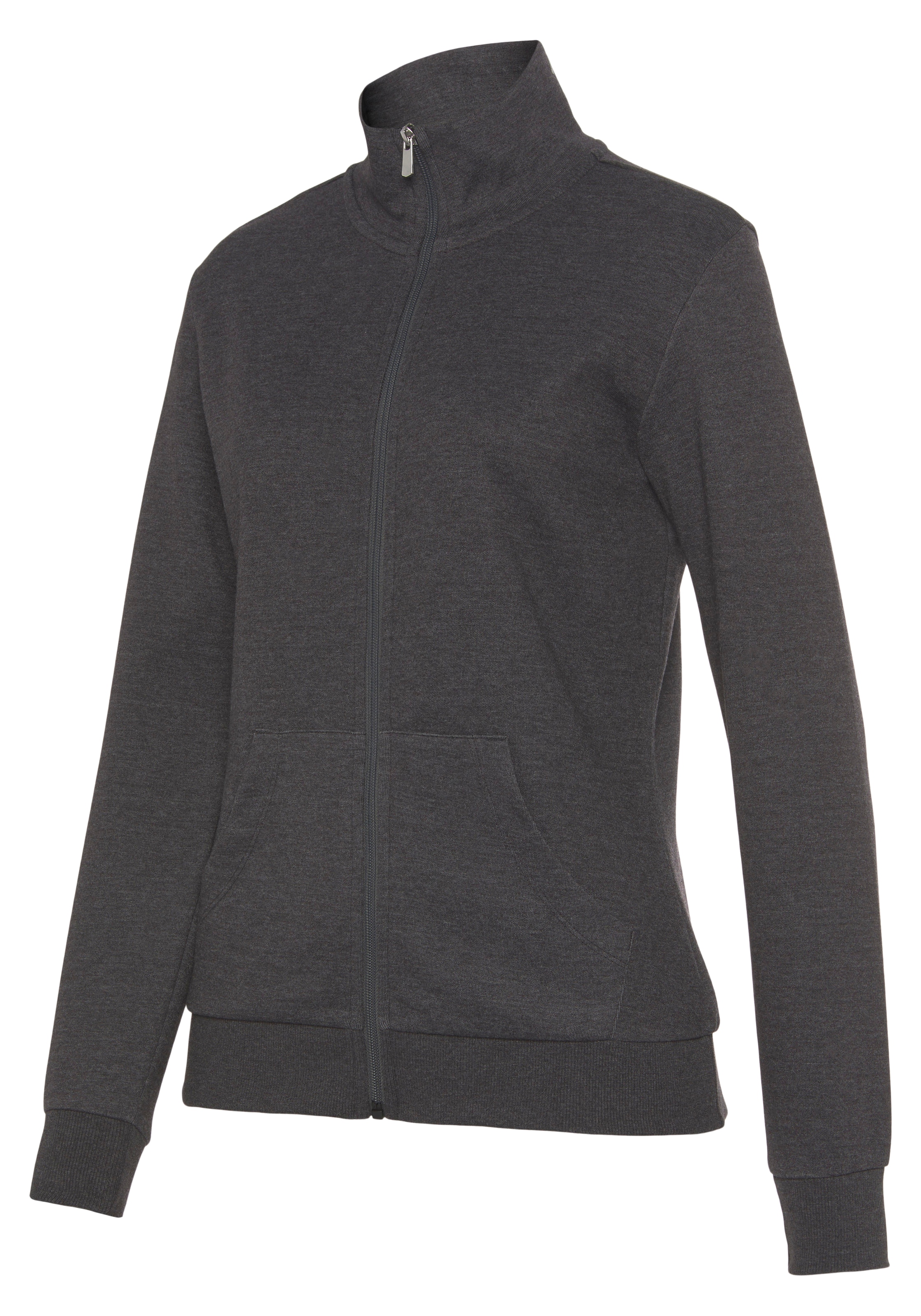 Bench. Loungewear Sweatjacke, mit glänzender Logostickerei am Stehkragen, Loungewear