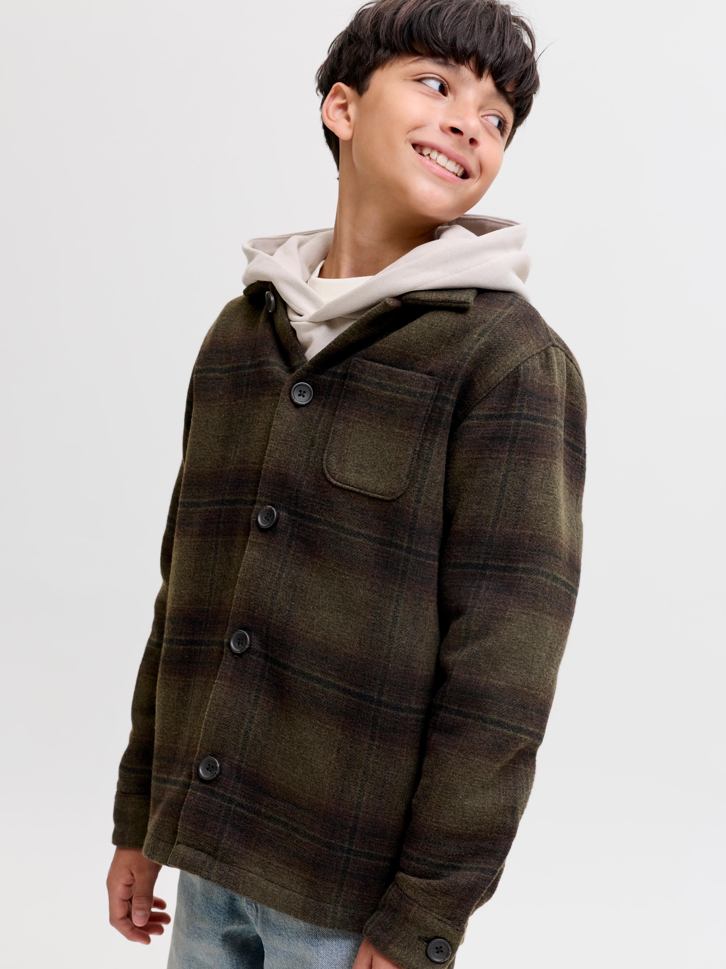 Jack & Jones Junior Langarmhemd »JJESOHO OLLIE OVERSHIRT LS SN JNR« Materialmix, locker geschnitten