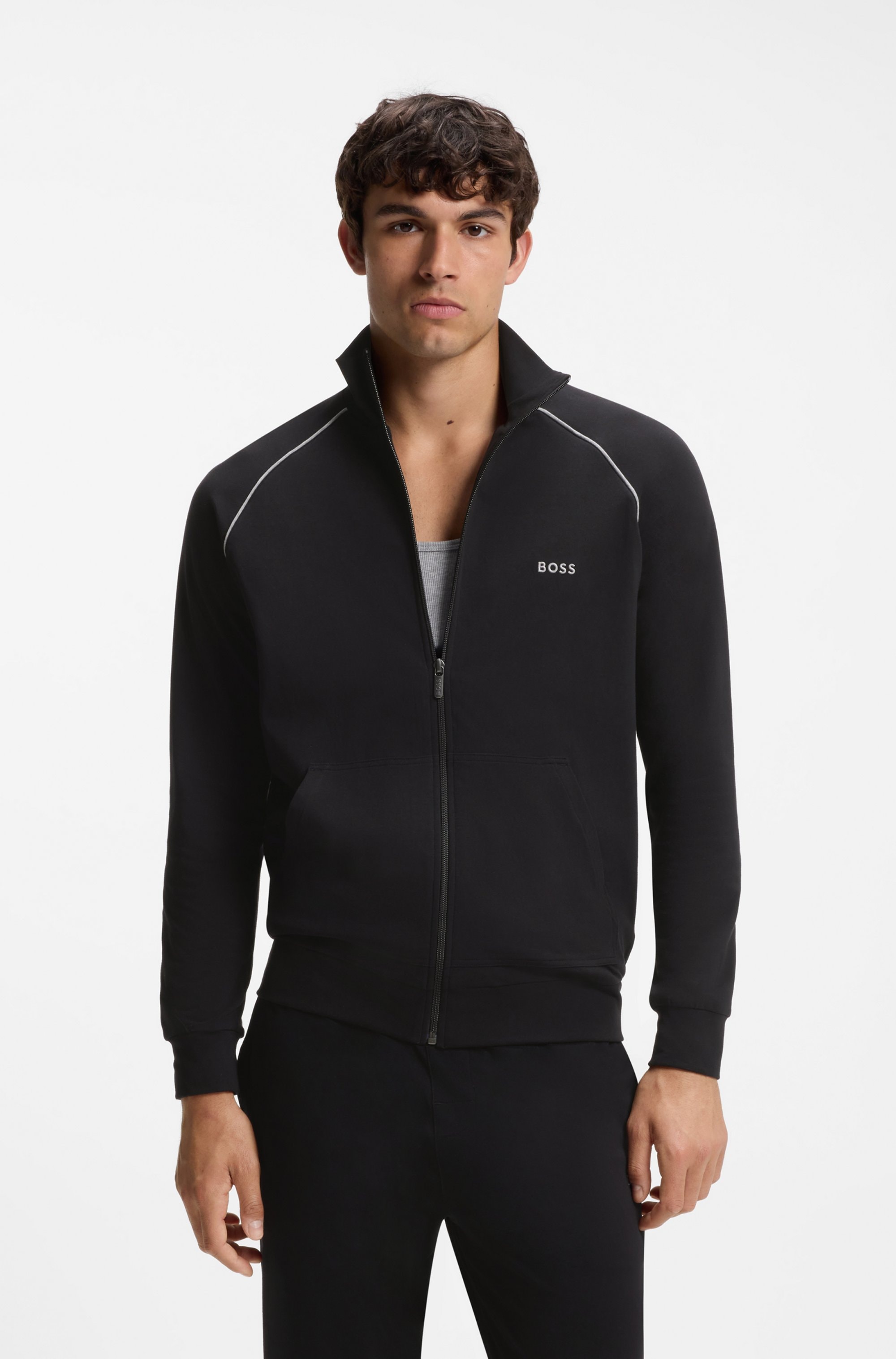Image of BOSS Sweatjacke "Mix&Match Jacket Z" mit Kontrastnaht am Ärmel
