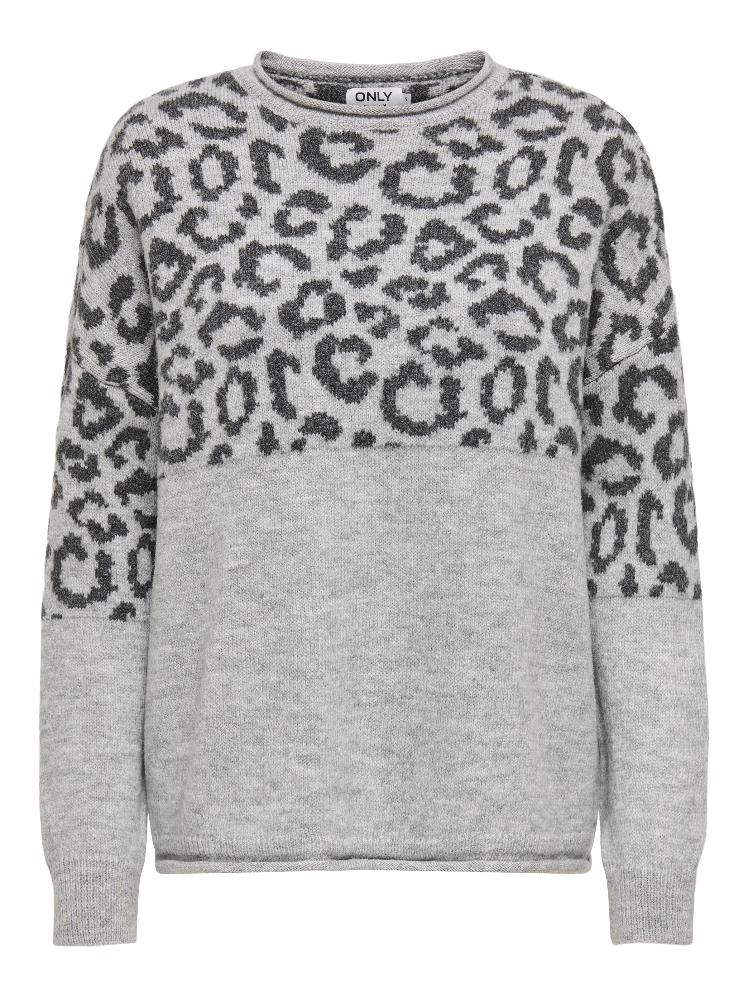 ONLY Rundhalspullover »ONLJADE ANIMAL LS O-NECK NOOS KNT« Kunstfaser, regular fit