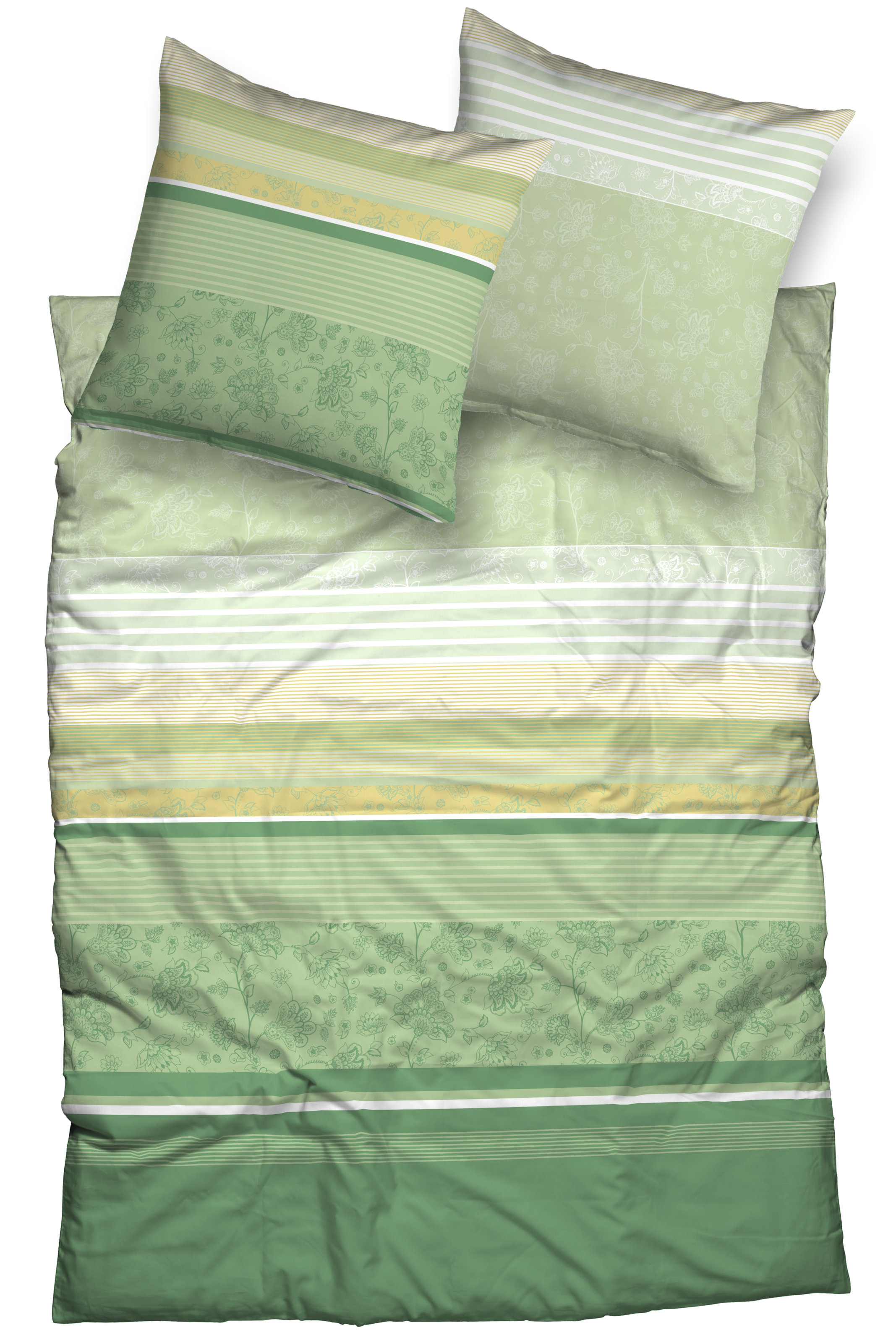 Image of CASATEX Bettwäsche "Teri" 3 Stk. zarte Blüten und Streifen, frische, elegante Farben