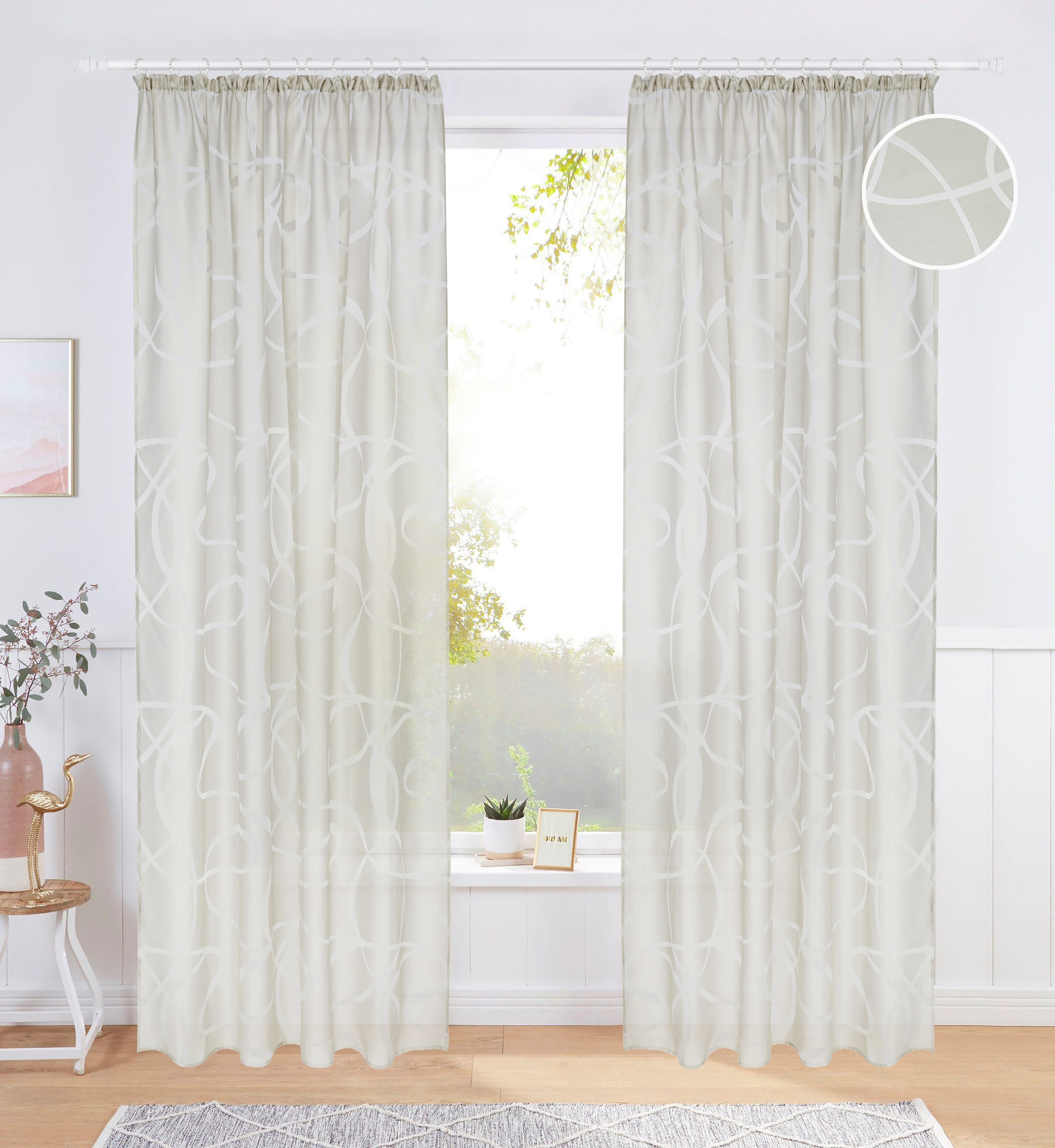 Bruno Banani Gardine »Tilo« Kräuselband 1 Stk. tlg. transparent, Ausbrenner, gewebt, verschiedene Grössen,