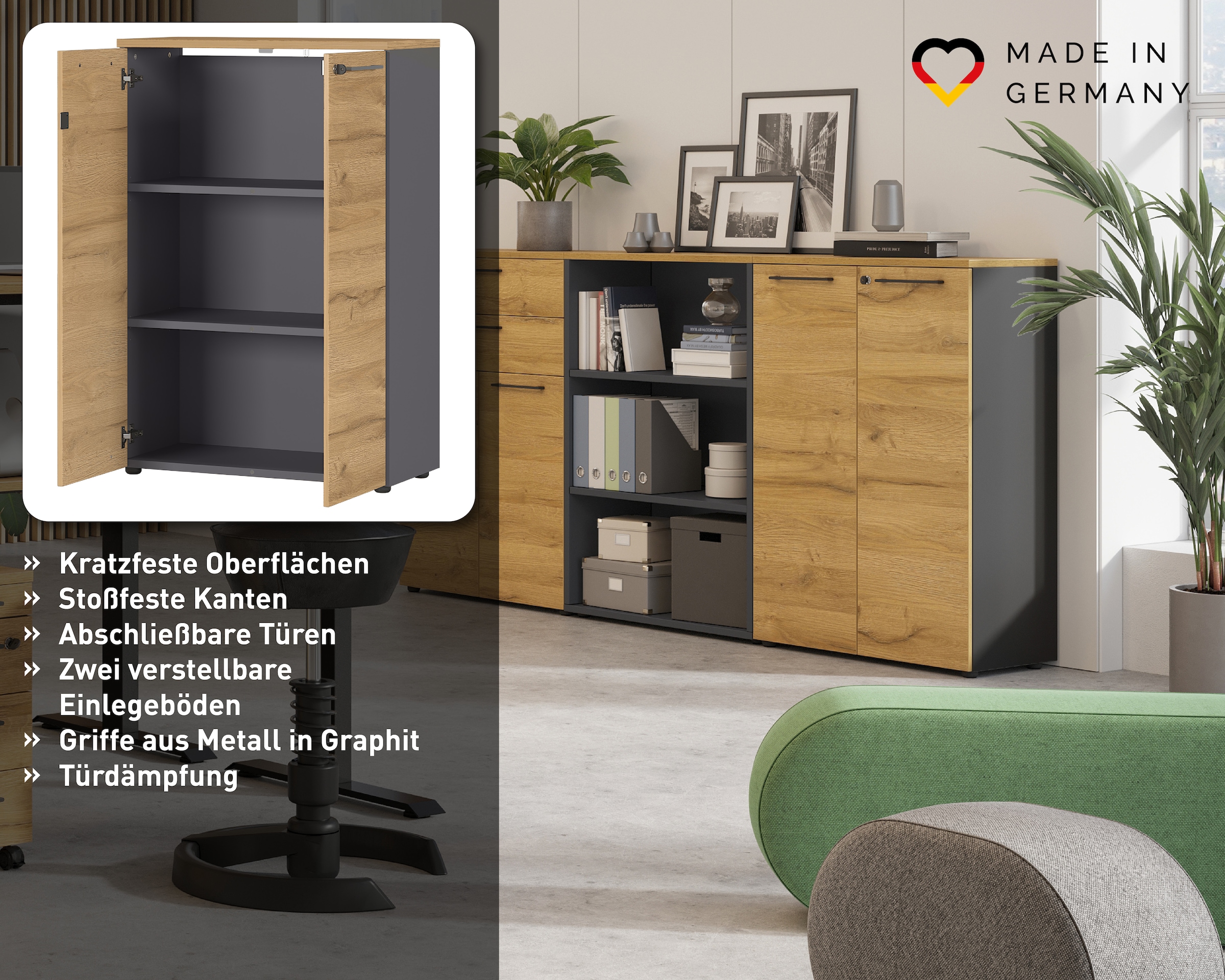 GERMANIA Armoire de classement »GW-Agenda« option avec tiroir, dimensions 80x120 cm, Made in Germany