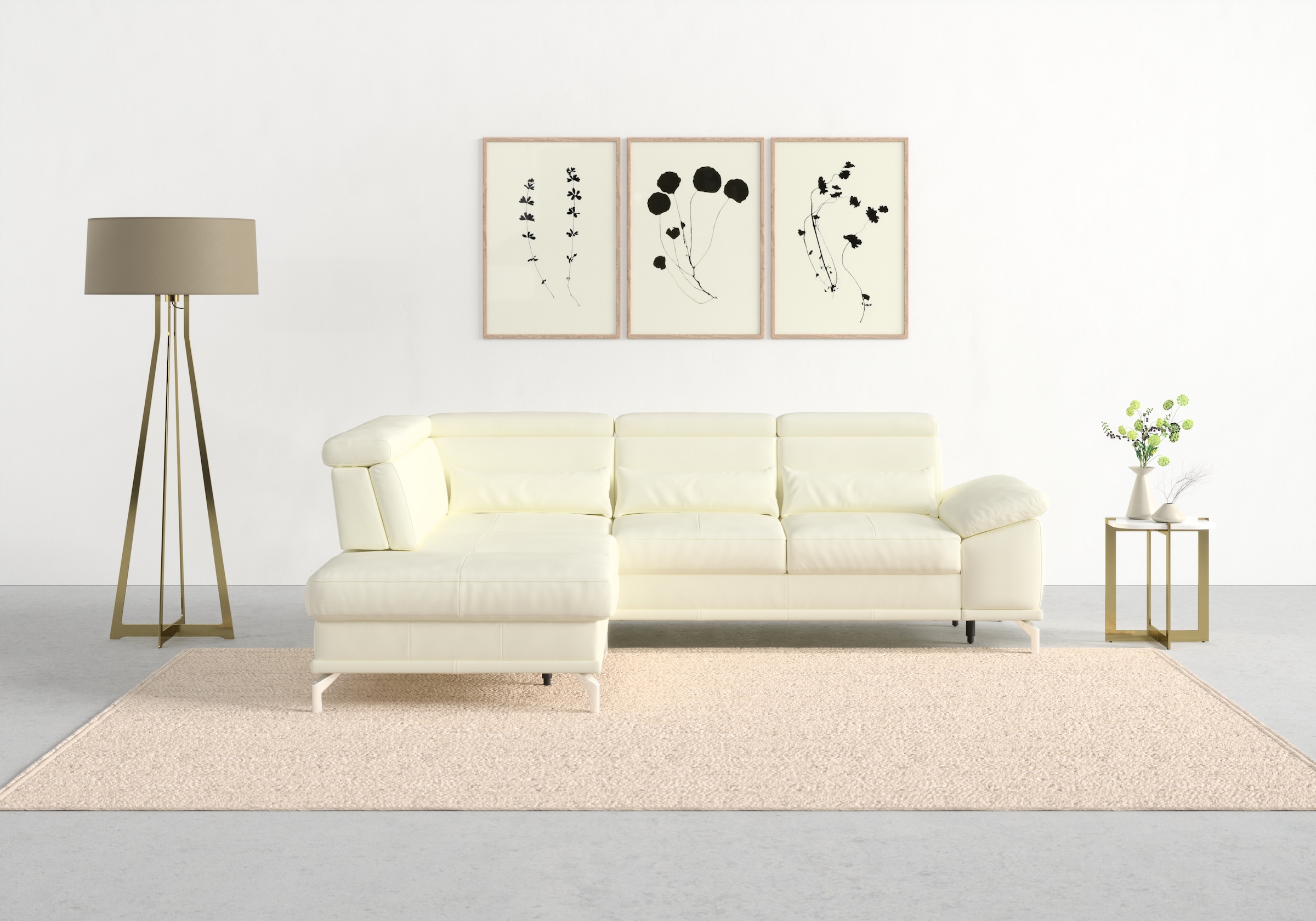 Image of sit&more Ecksofa "Cabrio L-Form, B: 274 cm, mit Sitztiefen-, Arm- & Kopfteilverstellung" 3 Nierenkissen, Federkern, optional Schlaffunktion und Stauraum