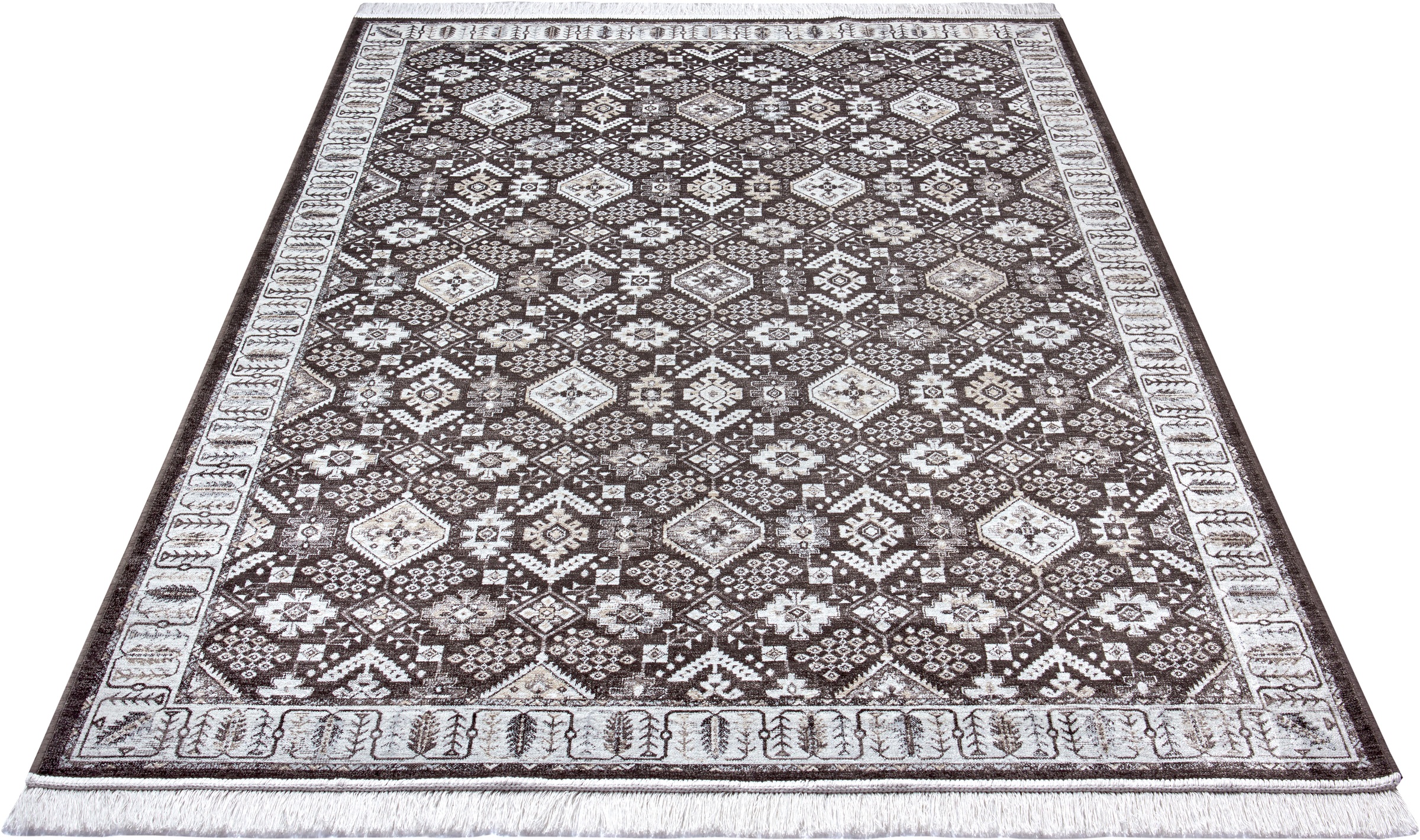 Image of NOURISTAN Designteppich »Hamadan Saira«, rechteckig, 5 mm Höhe, Teppich mit Fransen, Seiden Optik, Orient Design, Gekettelt, Wohnzimmer, Schlafzimmer, Robust, Pflegeleicht bei Ackermann Versand Schweiz