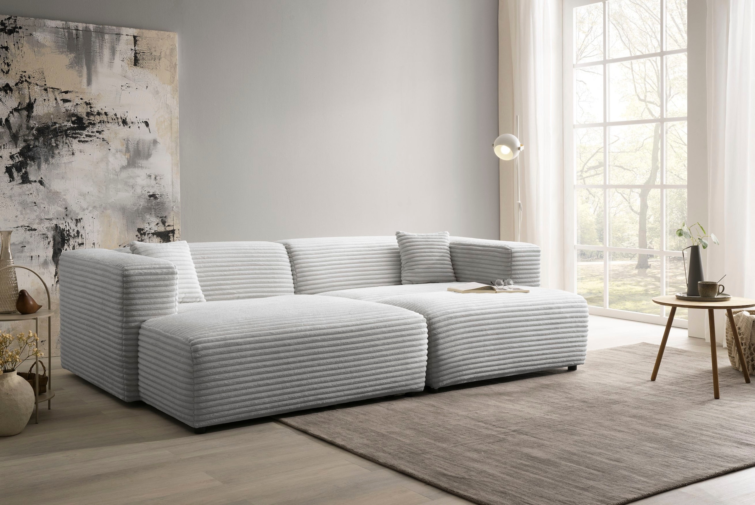 Home affaire Polsterecke »BAKELS, Ecksofa-Set mit Hocker, L-Form mit Schlaffunktion« Ecksofa-Set (incl. Hocker) im trendigen Megacord