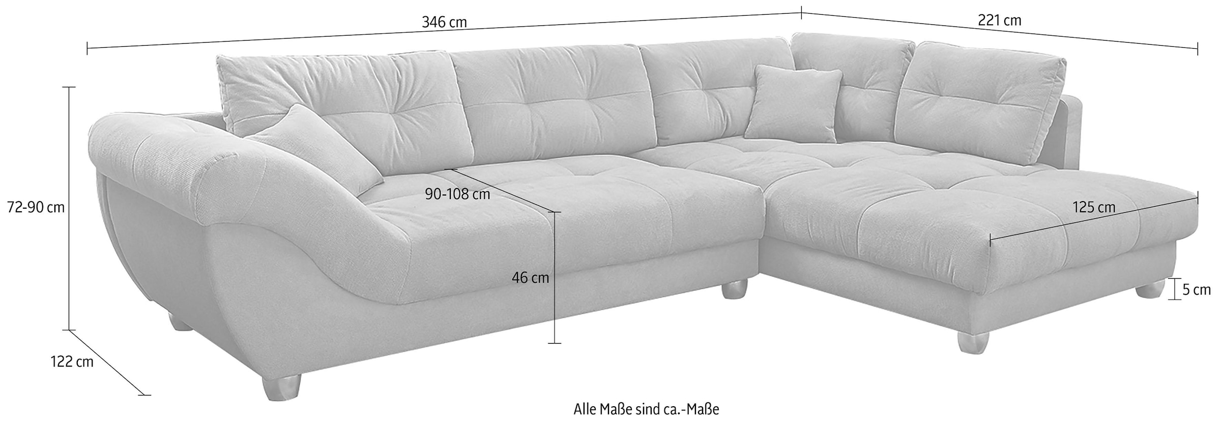 Jockenhöfer Gruppe Ecksofa »Siena L-Form«, grosse Sitz- und Liegefläche, Ottomane links oder rechts montierbar