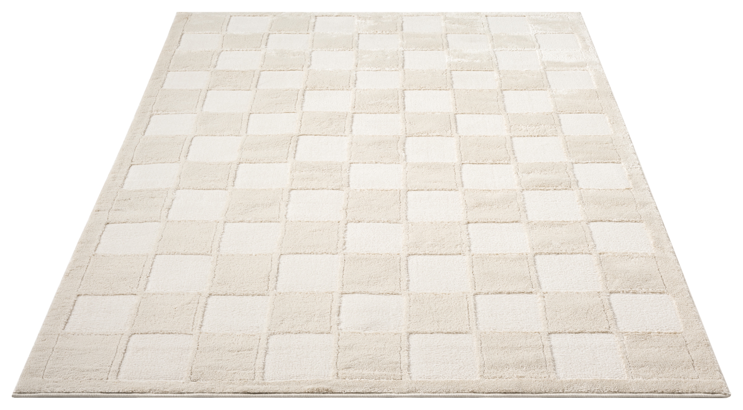GOODproduct Tapis »Belion, Hoch-Tief-Struktur, Karo-Muster« Rectangulaire 19 mm Höhe leichter Glanz, Schachbrettmuster, Modern, Wohnzimmer, Schlafzimmer