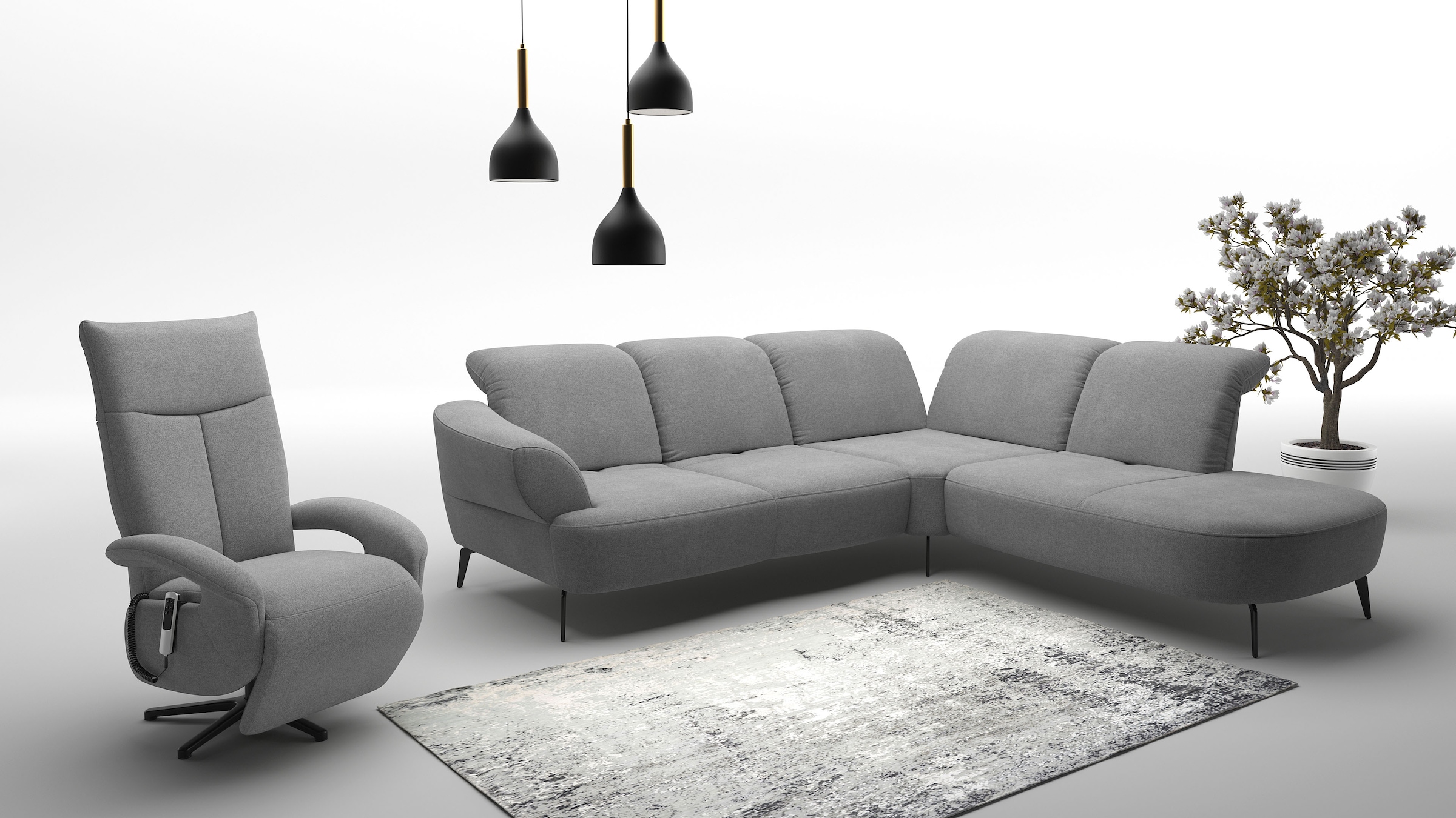 sit&more Ecksofa »Dance, L-Form, inkl. Sitztiefenverstellung«, inkl. Click&Seat, optional mit Kopfteilverstellung