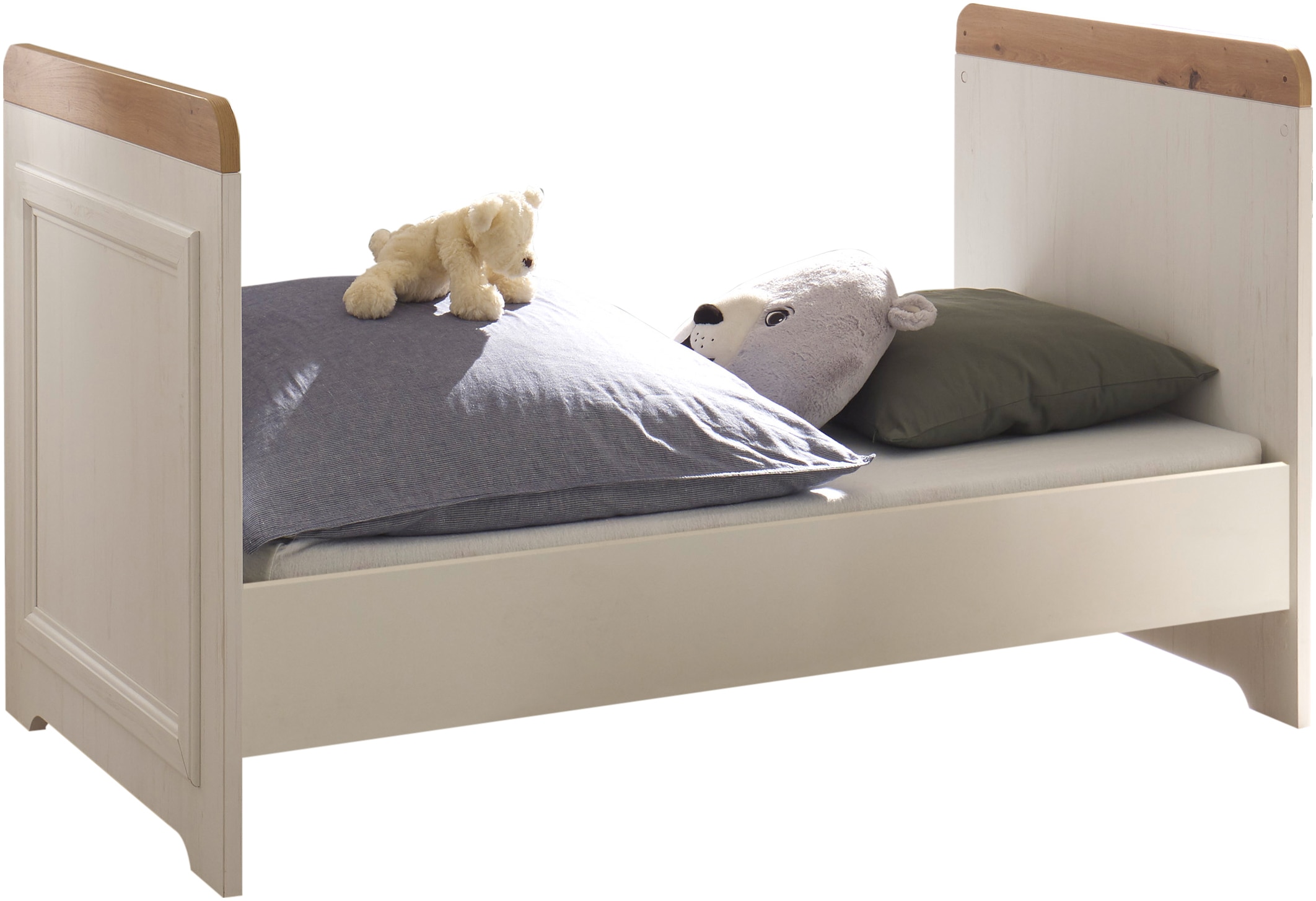 Begabino Babybett »Jasmin passend zum Babyzimmer« 70x140 cm inklusive Lattenrahmen, Landhausstil mit 3 Schlupfsprossen