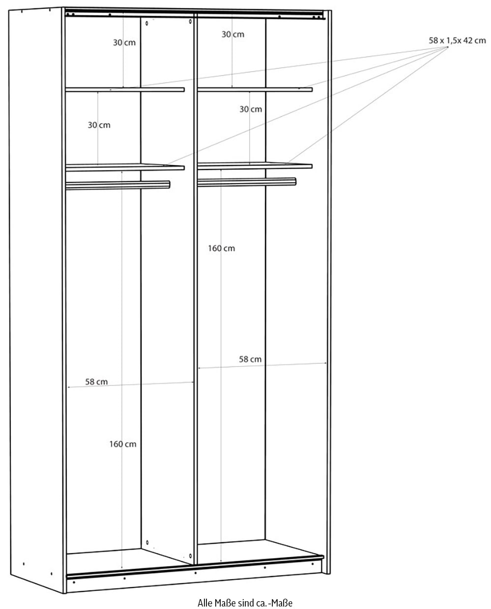 FORTE Schwebetürenschrank »Fittio, Made in Europe, 2 Schiebetüren, modernes Design« Höhe 2,35 mtr, stehende Montage