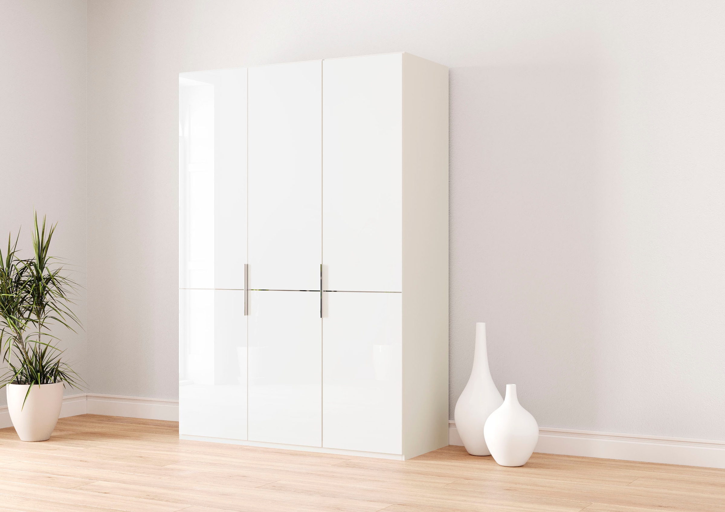 Musterring Kleiderschrank »Imola W« Einlegeböden und Kleiderstangen,mit Glastüren und Aufleistung in Chrom