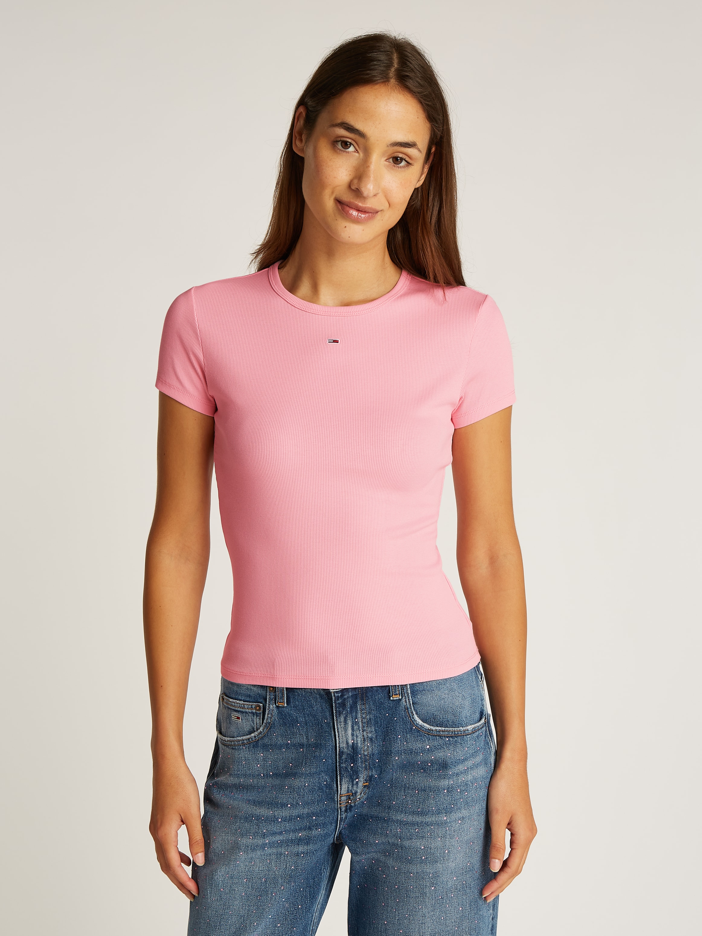 Tommy Jeans T-Shirt »TJW SLIM ESSENTIAL RIB SS«, mit gerippter Struktur