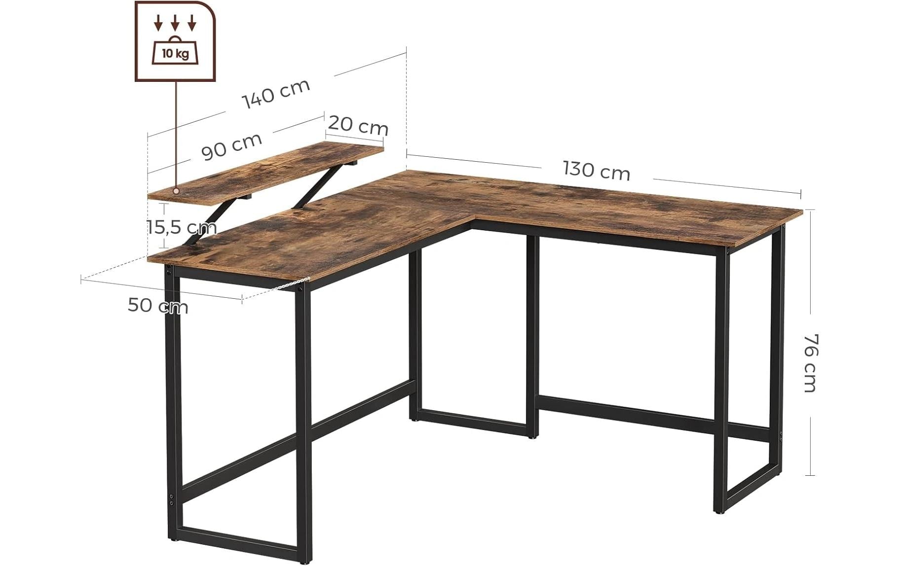 VASAGLE Bureau »in L-Form 140 x 130 cm«