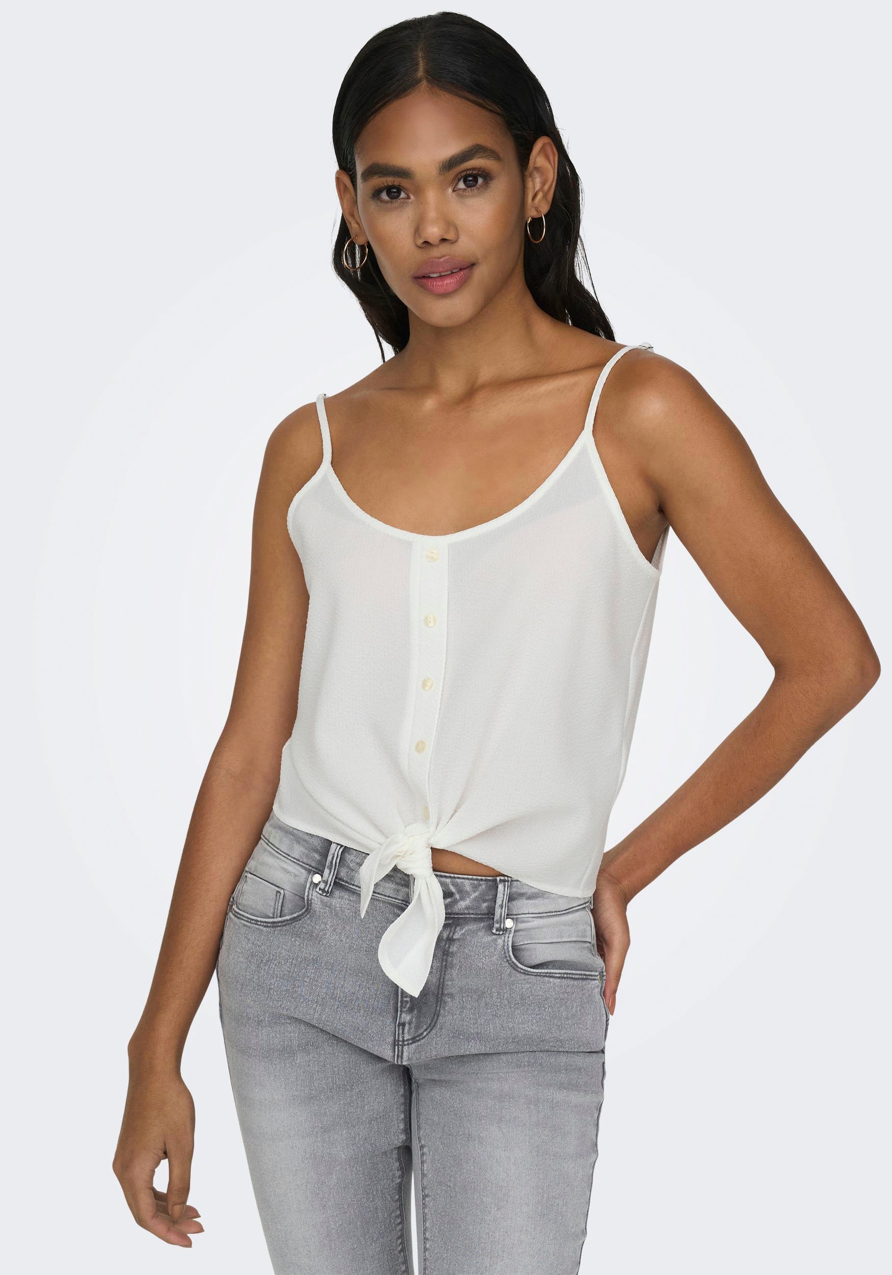 Image of ONLY Trägertop "ONLLECEY SL KNOT SINGLET NOOS WVN" Materialmix, regular fit