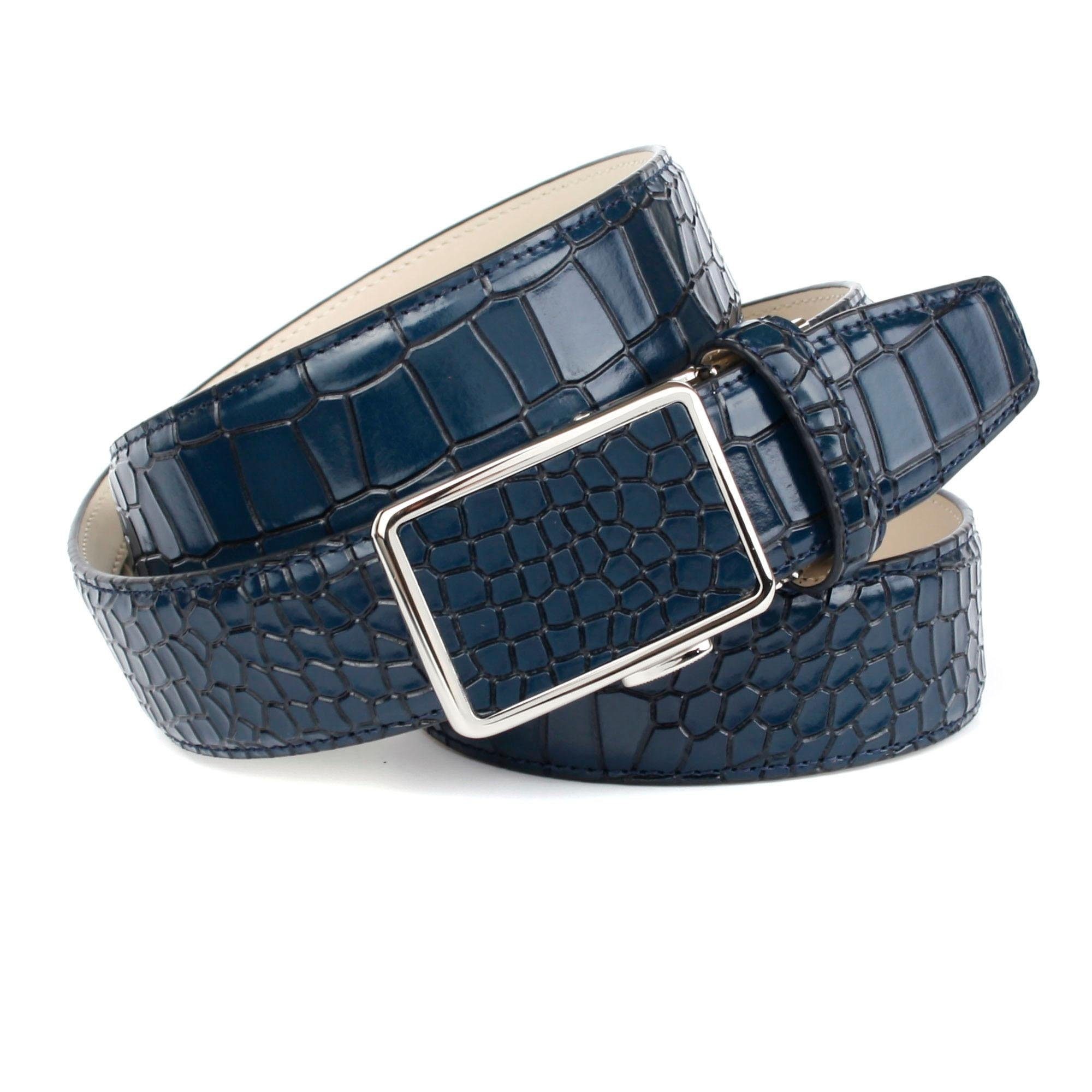 Image of Anthoni Crown Ledergürtel, mit Krokomuster, Schliesse silberfarben bei Ackermann Versand Schweiz