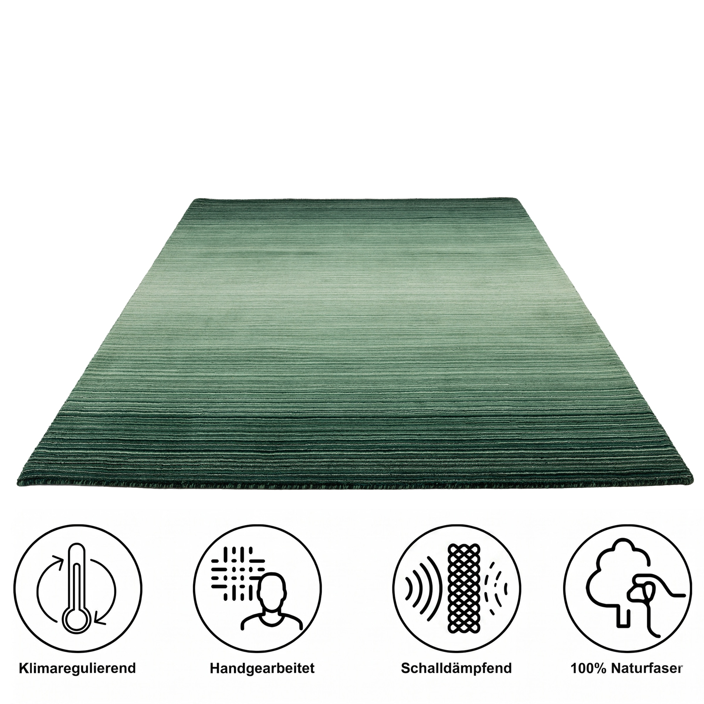 GOODproduct Tapis en laine »Tyllan, Handgefertigt, reine Wolle« Rectangulaire 14 mm Höhe dégradé de couleurs, chiné, salon, chambre, salle à manger