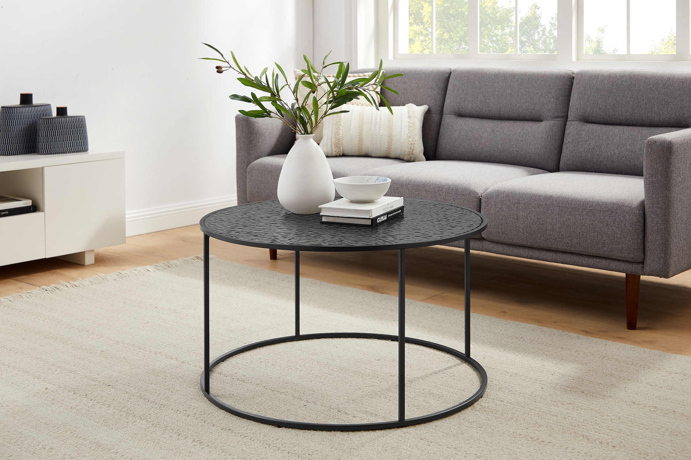 Image of SalesFever Couchtisch "Coffeetable Wohnzimmertisch für gemütliche Stunden" 1 Stk. tlg. Glasplatte mit Strukturoptik