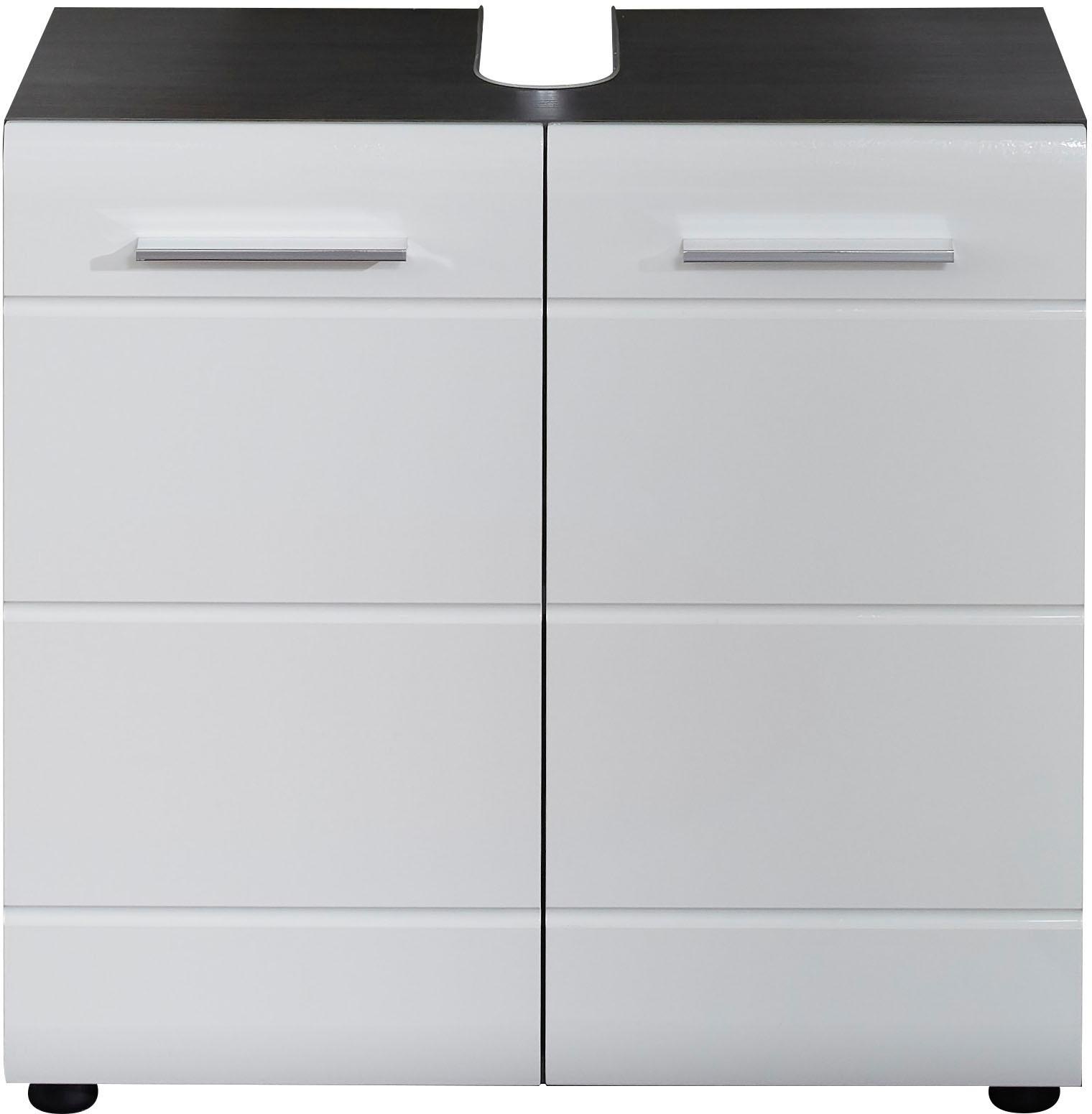 Image of trendteam Waschbeckenunterschrank »Skin«, Höhe 56 cm, Badezimmerschrank mit Fronten in Hochglanz- oder Holzoptik, mit Siphonausschnitt bei Ackermann Versand Schweiz