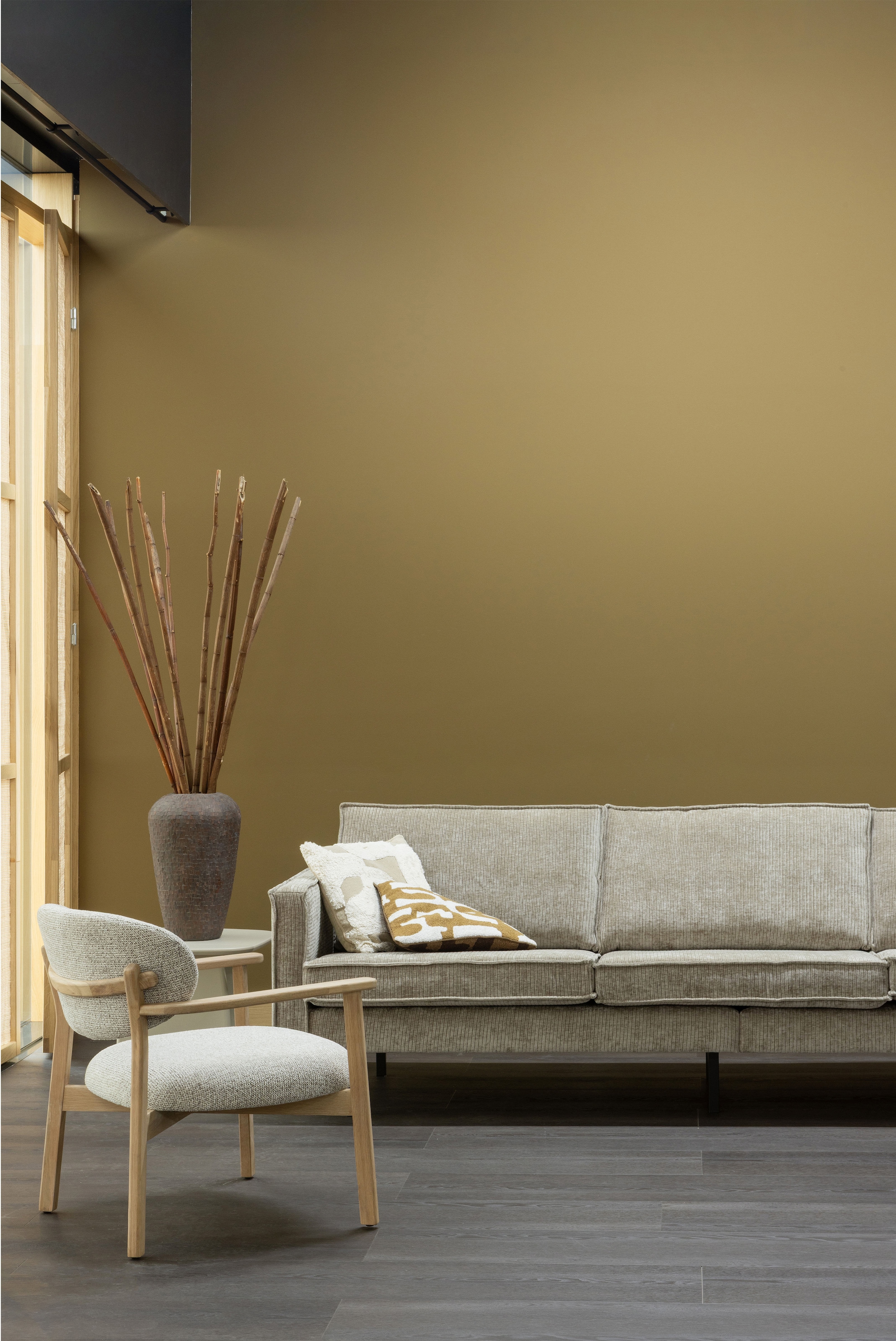 WOOOD Loungesessel »Udar mit Eichenholzgestell und More-Melange-Bezug, B68 x T75 x H76 cm« Sehr hohe Verschleissfestigkeit, Armlehnen integriert, Tragkraft 120 kg