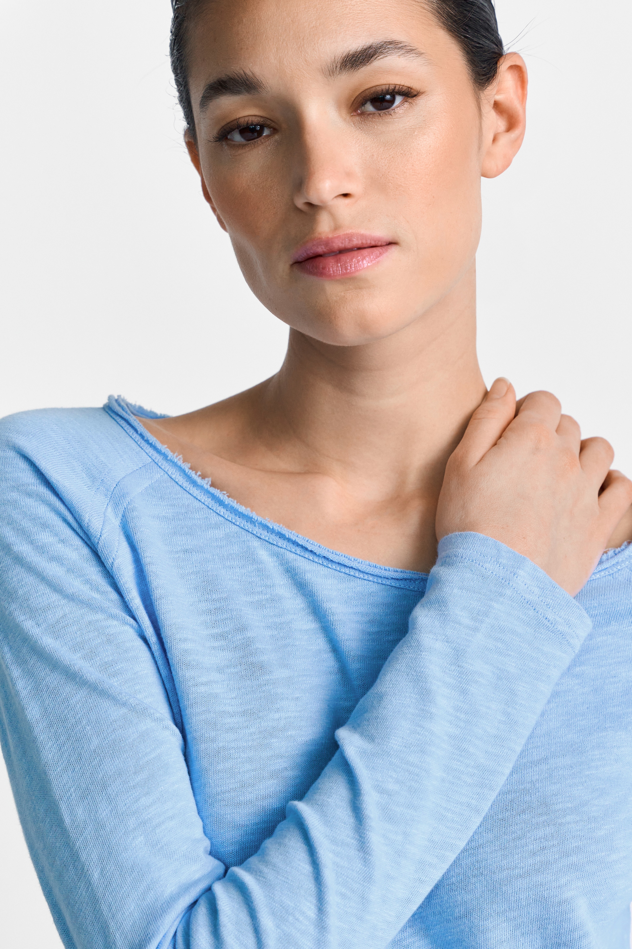 RICHROYAL T-shirt à manches longues »2409 O HJ LS« mit offener Ausschnittkante und Saum