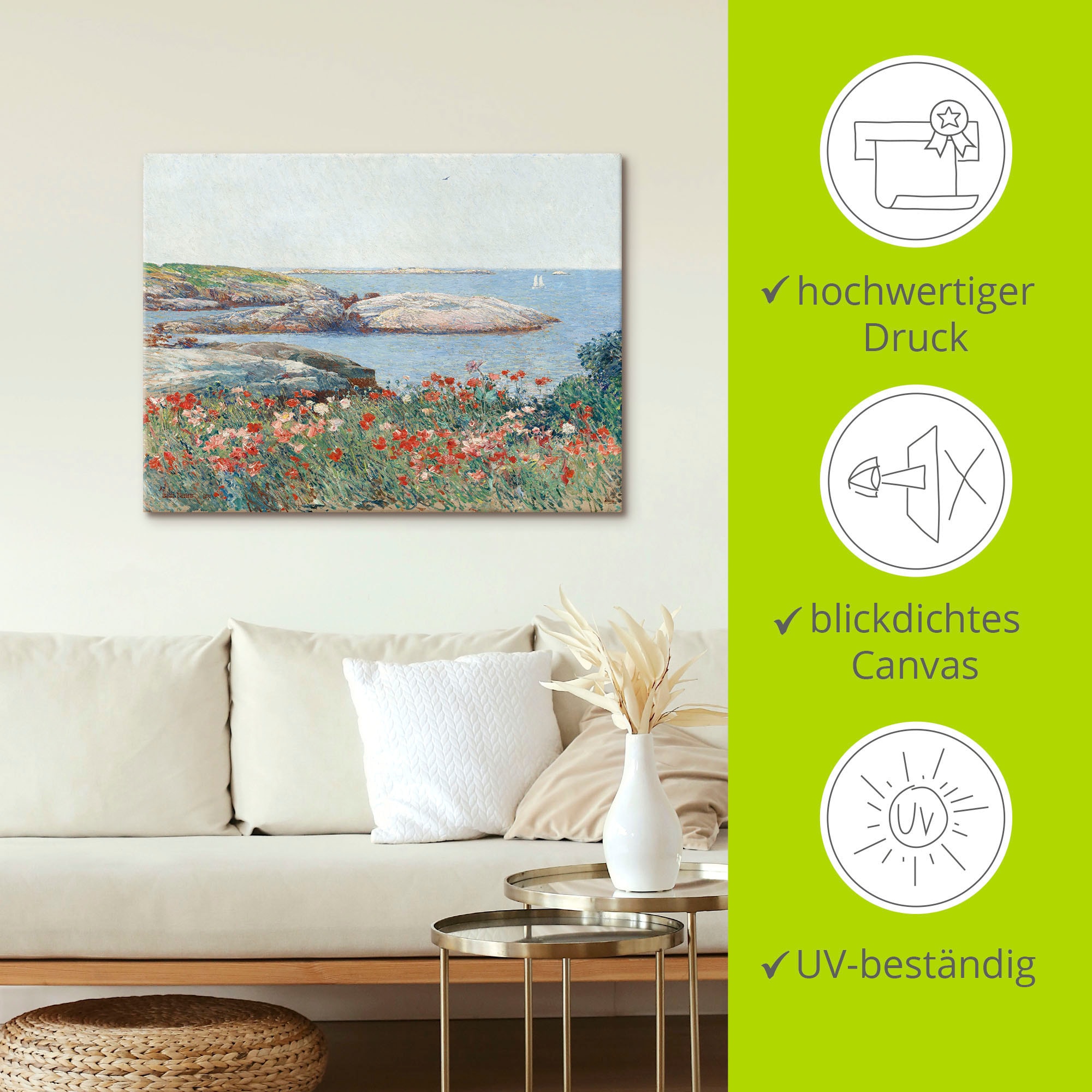 Artland Leinwandbild »Poppy, Isles of Shoals. 1891« Meer Bilder 1 Stk. tlg. auf Holzrahmen gespannt