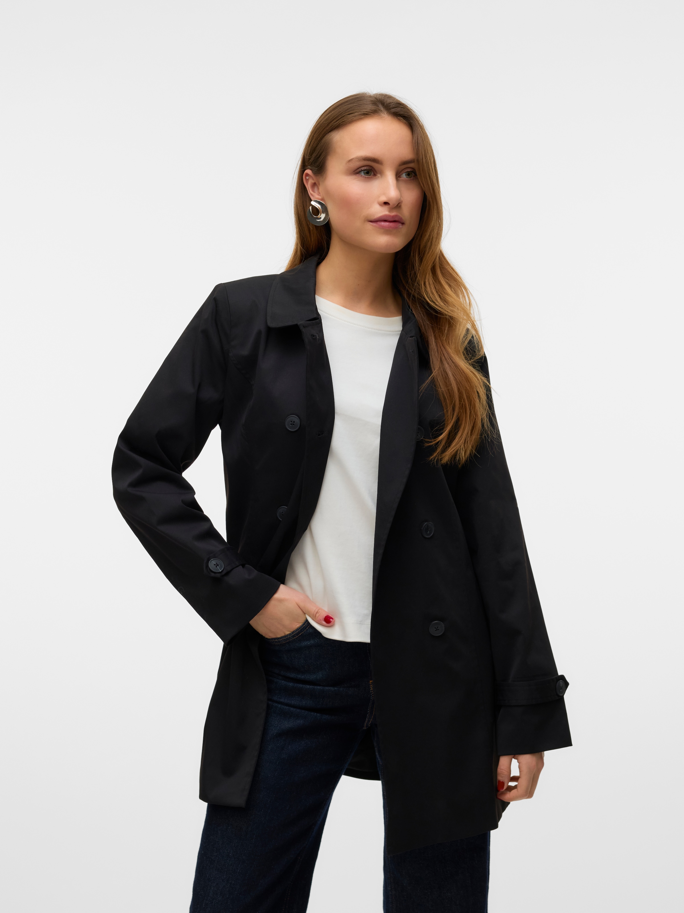 Image of Vero Moda Trenchcoat "VMCHELSEA OLIVIA TRENCHCOAT NOOS" kurzer 2-Reiher mit abnehmbarem Bindegürtel