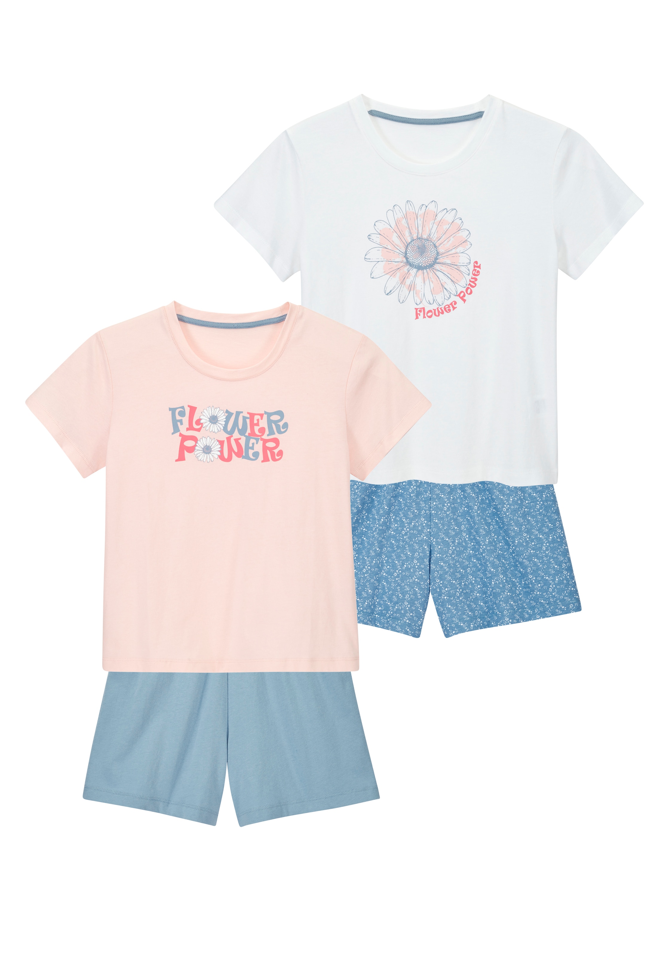 Image of petite fleur by Lascana Pyjama 4 kurzer Schlafanzug mit floralem Druck, aus Baumwolle