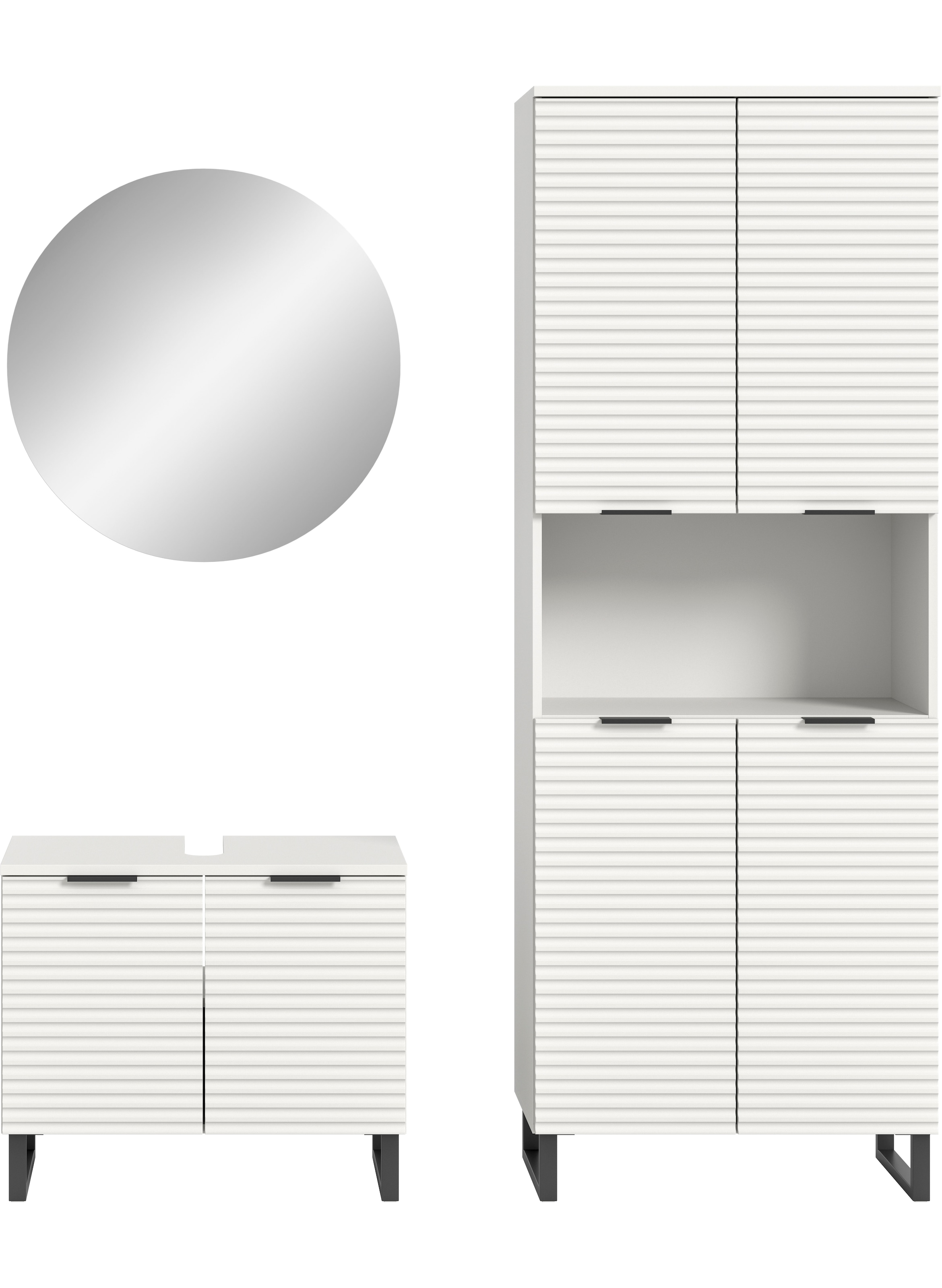 Image of welltime Badmöbel-Set "Litica, Breite 155 cm, hochwertige Rillenfräsung, Metallkufen" 3 Stk. tlg.