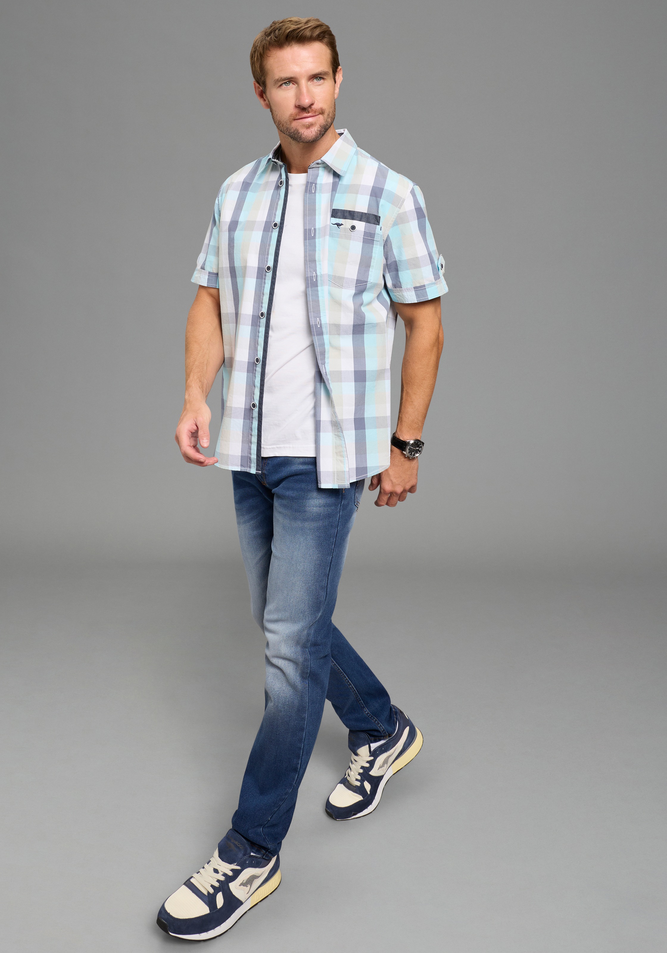 KangaROOS Kurzarmhemd Kurzarm, für Casual- und Streetwear, aus Baumwolle, Comfort Fit