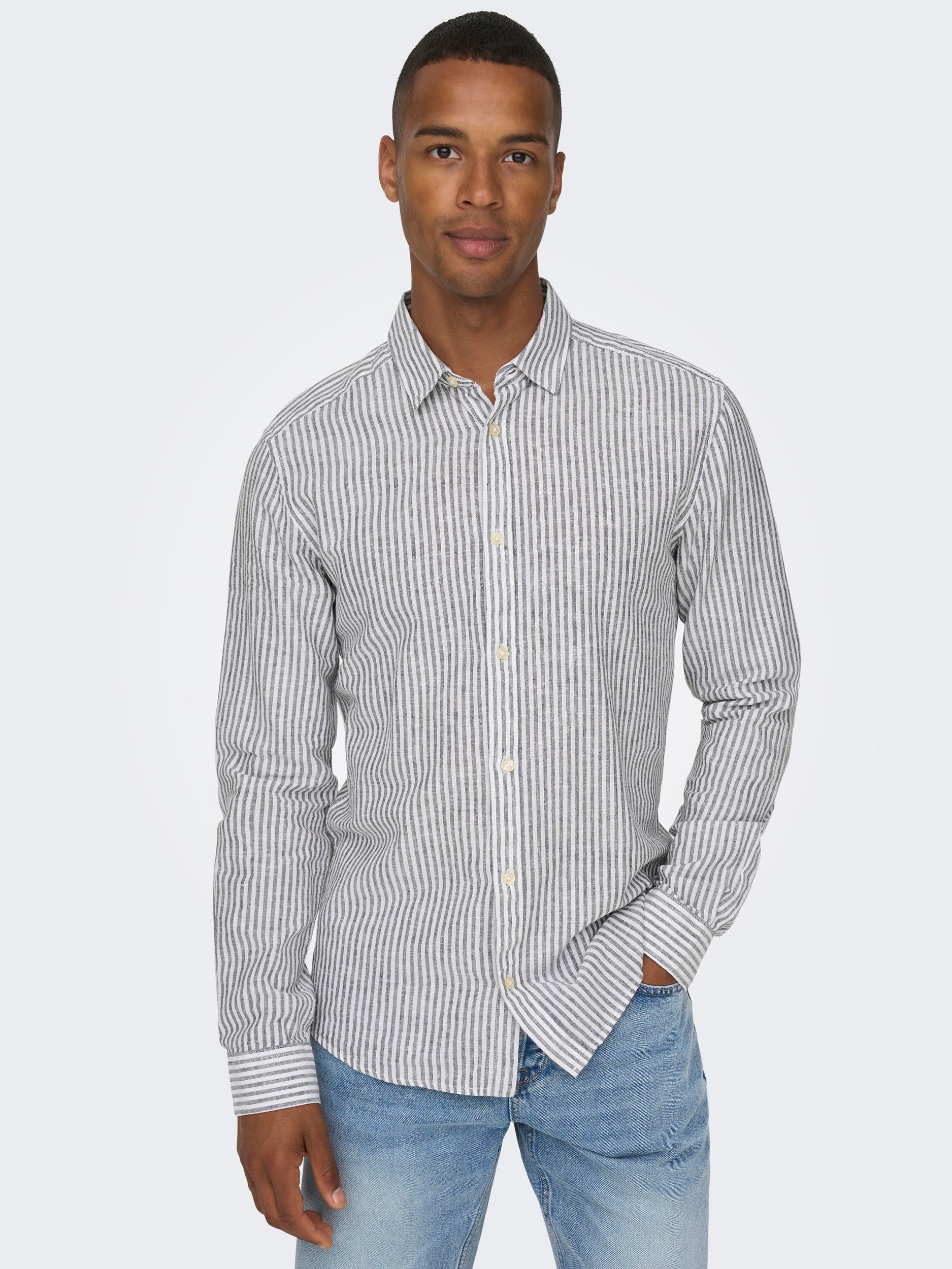 ONLY & SONS Kurzarmhemd »ONSCAIDEN LS STRIPE LINEN SHIRT 660 NOOS«