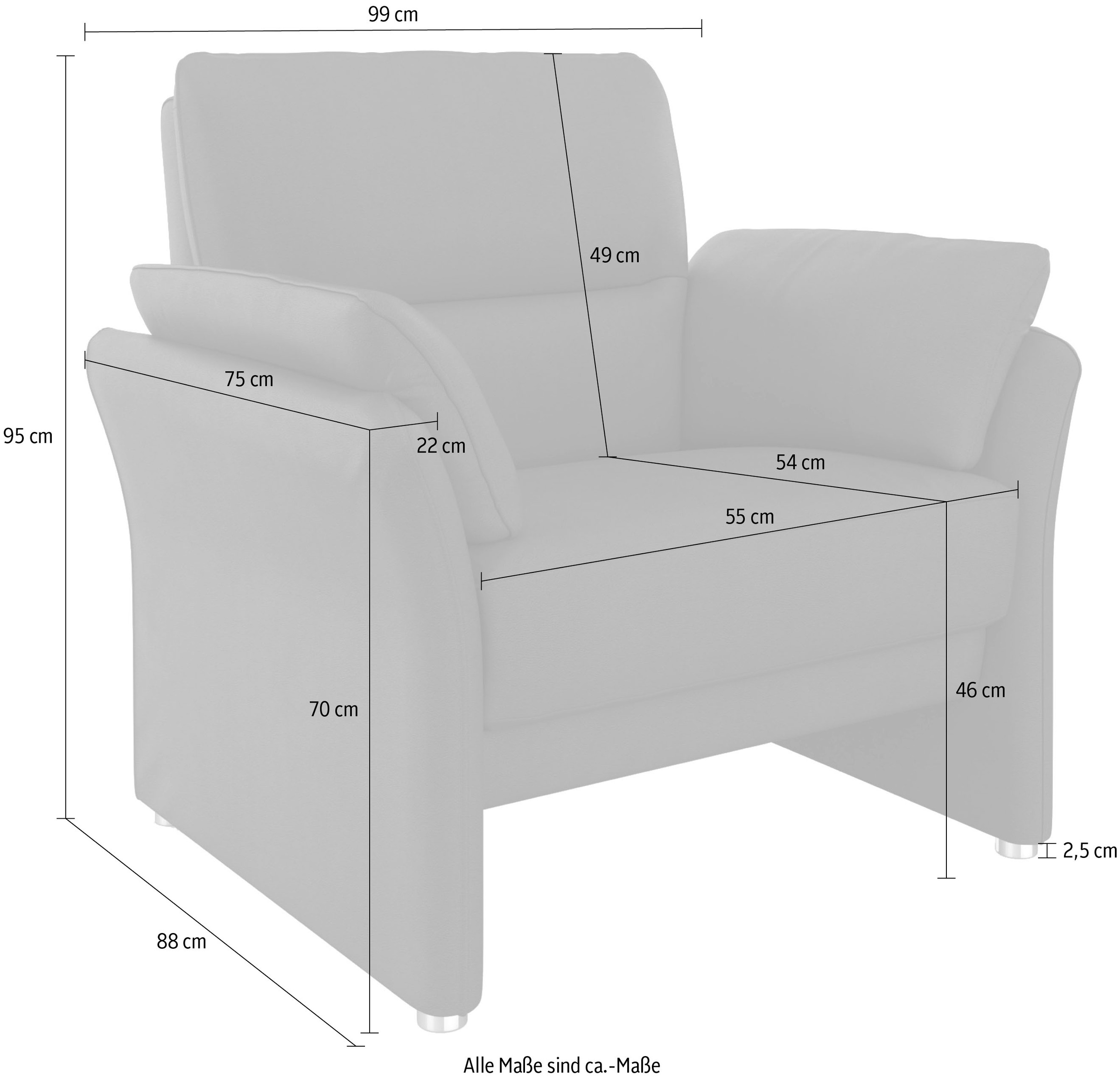 DOMO collection Sessel »Pina elegant und zeitloser Clubsessel, bequemer Cocktailsessel« Hoher Sitzkomfort, Feinstruktur, stone