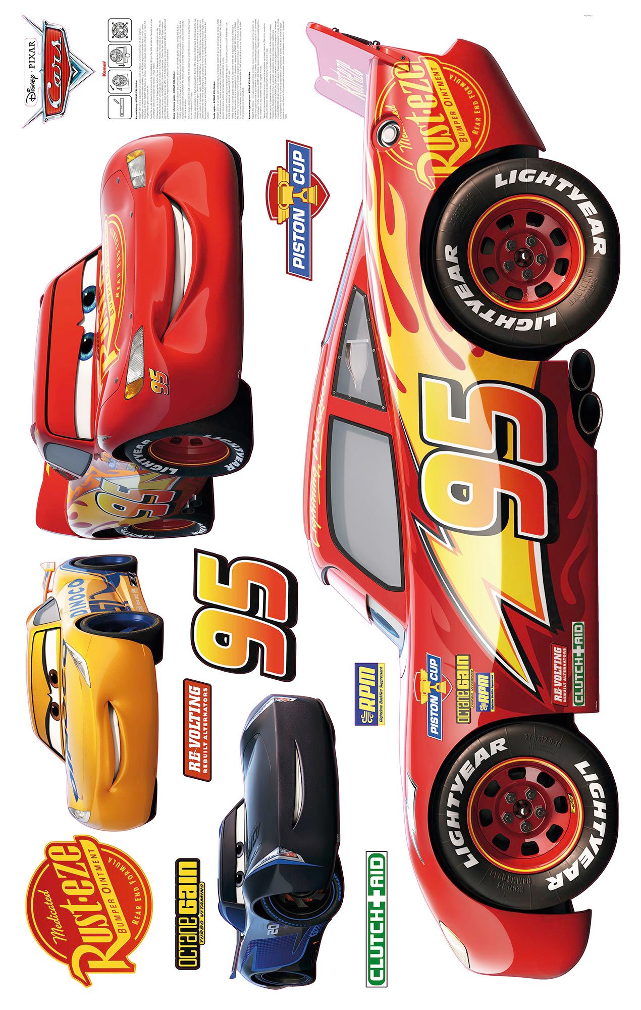 Image of Komar Vliestapete "Selbstklebende Vlies - Cars XXL - Grösse 127 x 200 cm" bedruckt glatt Kinderzimmer