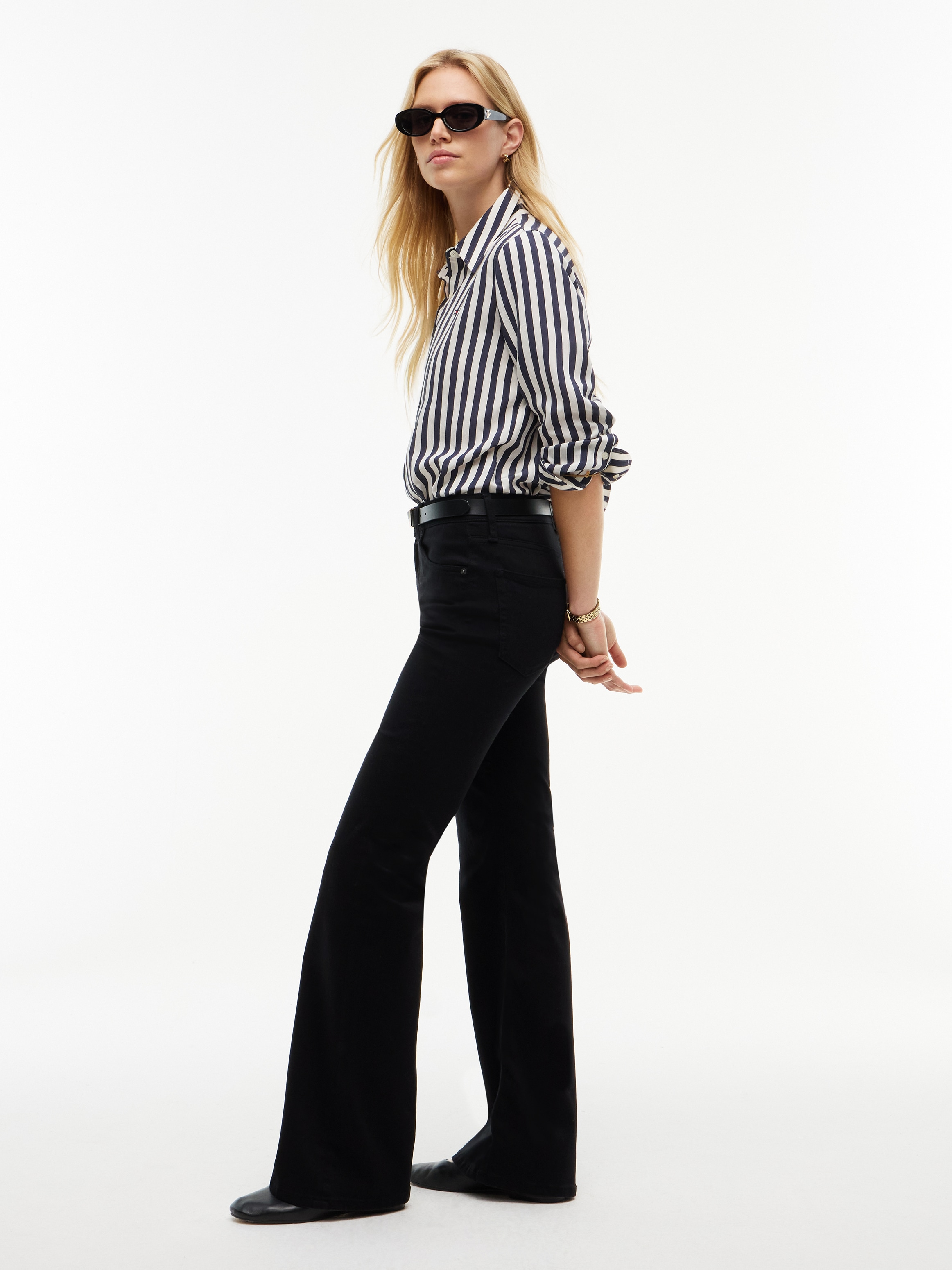 Tommy Hilfiger Jeans bootcut »LUNA MID RISE FLARE STAY BLACK« mélange de coton, coupe évasée, taille mi-haute