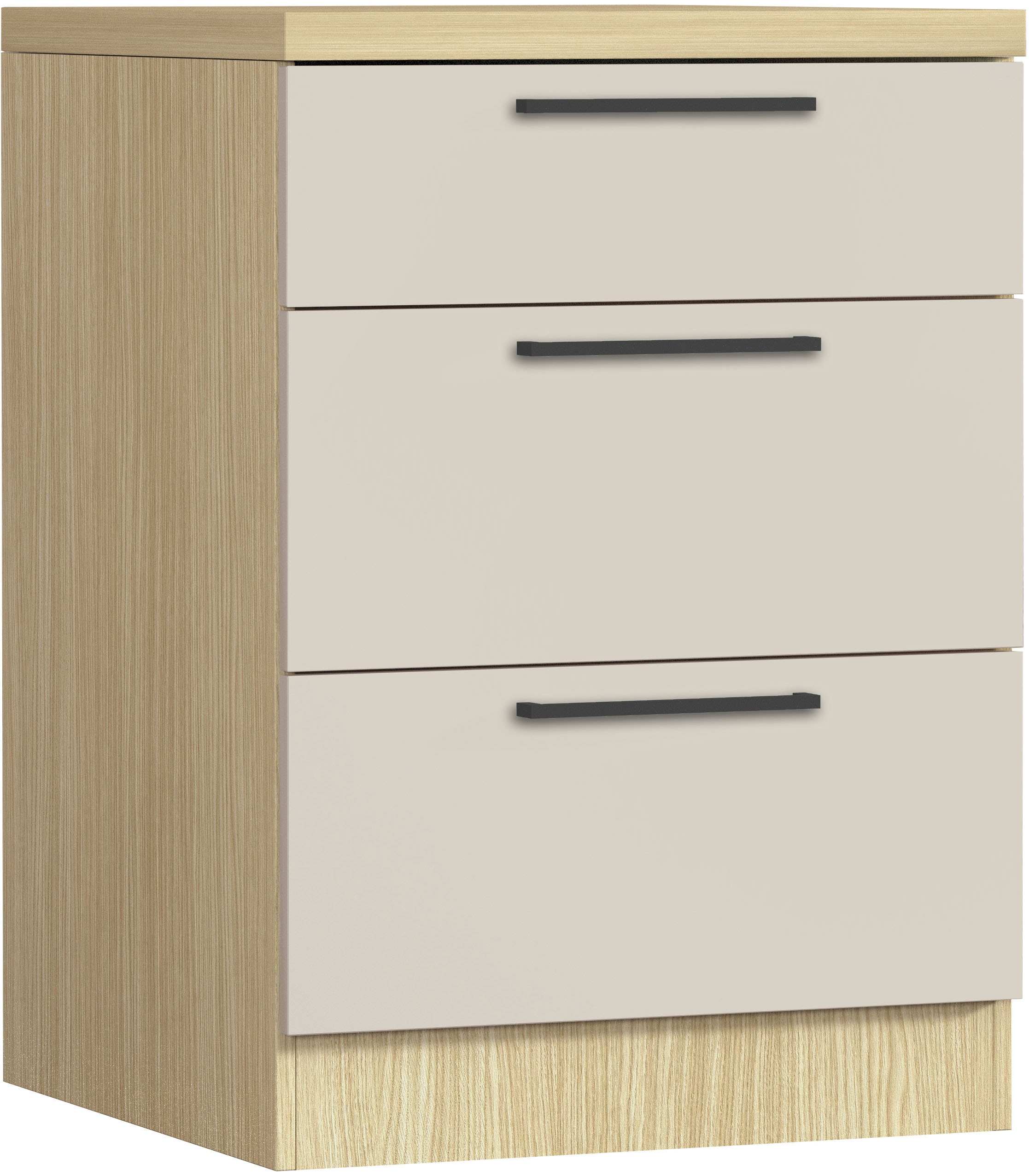 KOCHSTATION Armoire basse »Luna, Küchenunterschrank, Unterschrank mit Schubladen, Made in Italy« B/T/H: 60 × 60 × 85 cm, mit 3 Schubkästen, 3,5 cm starke Oberplatte
