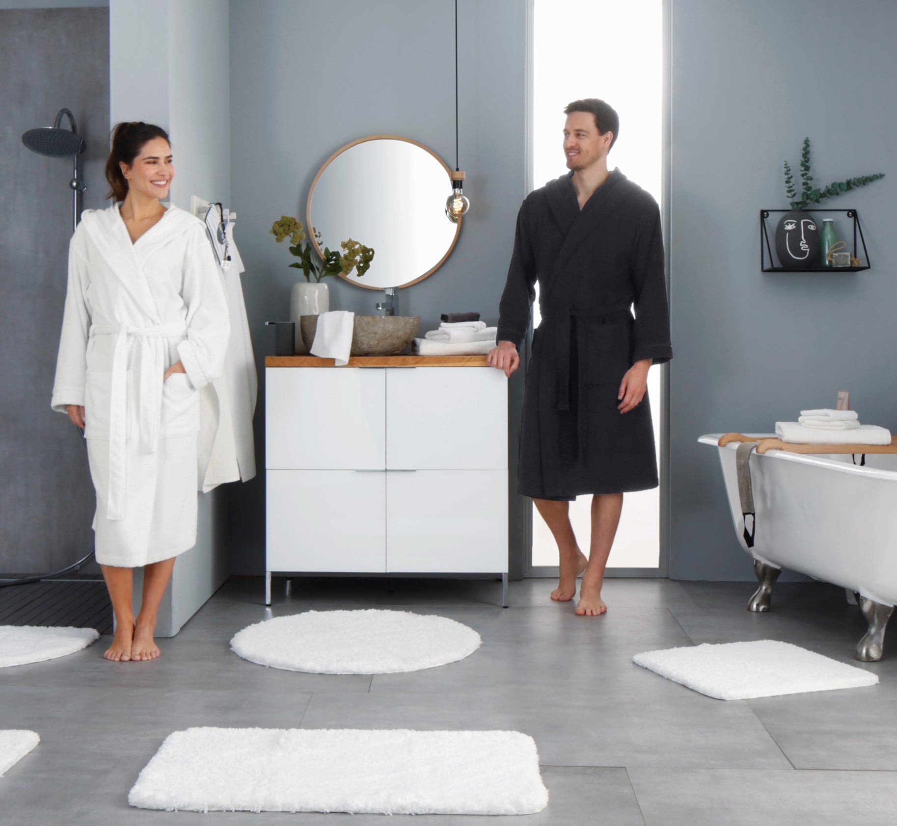 my home Badematte »Sanremo, Badvorleger, Badezimmer Teppich, sehr weich«, rutschhemmend beschichtet, fussbodenheizungsgeeignet-schnell trocknend, Badteppich, unifarben, rechteckig, rund & als 3-tlg. Set erhältlich