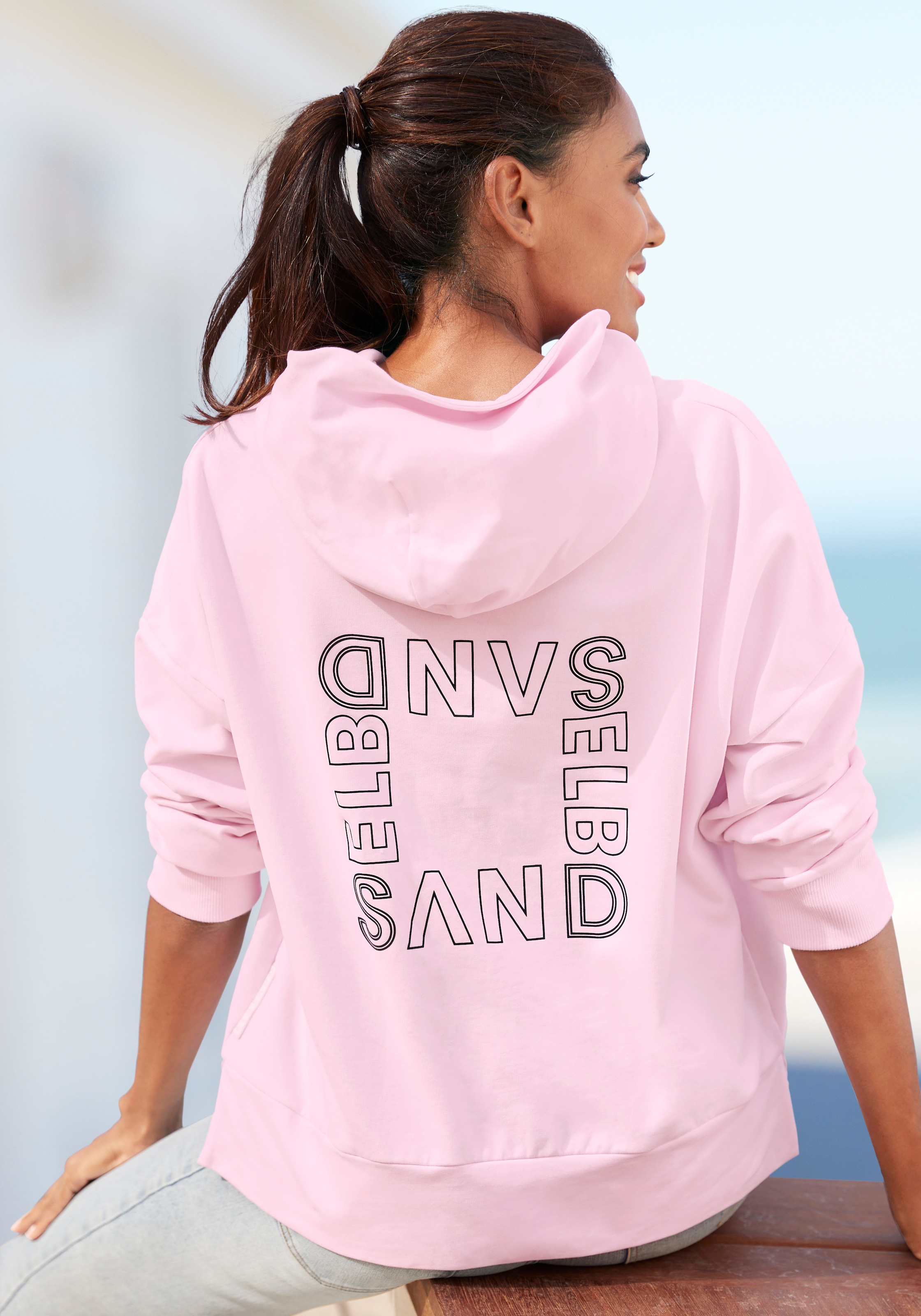 Elbsand Kapuzensweatshirt, mit grossem Logodruck auf dem Rücken, bequemer Hoodie aus Baumwolle