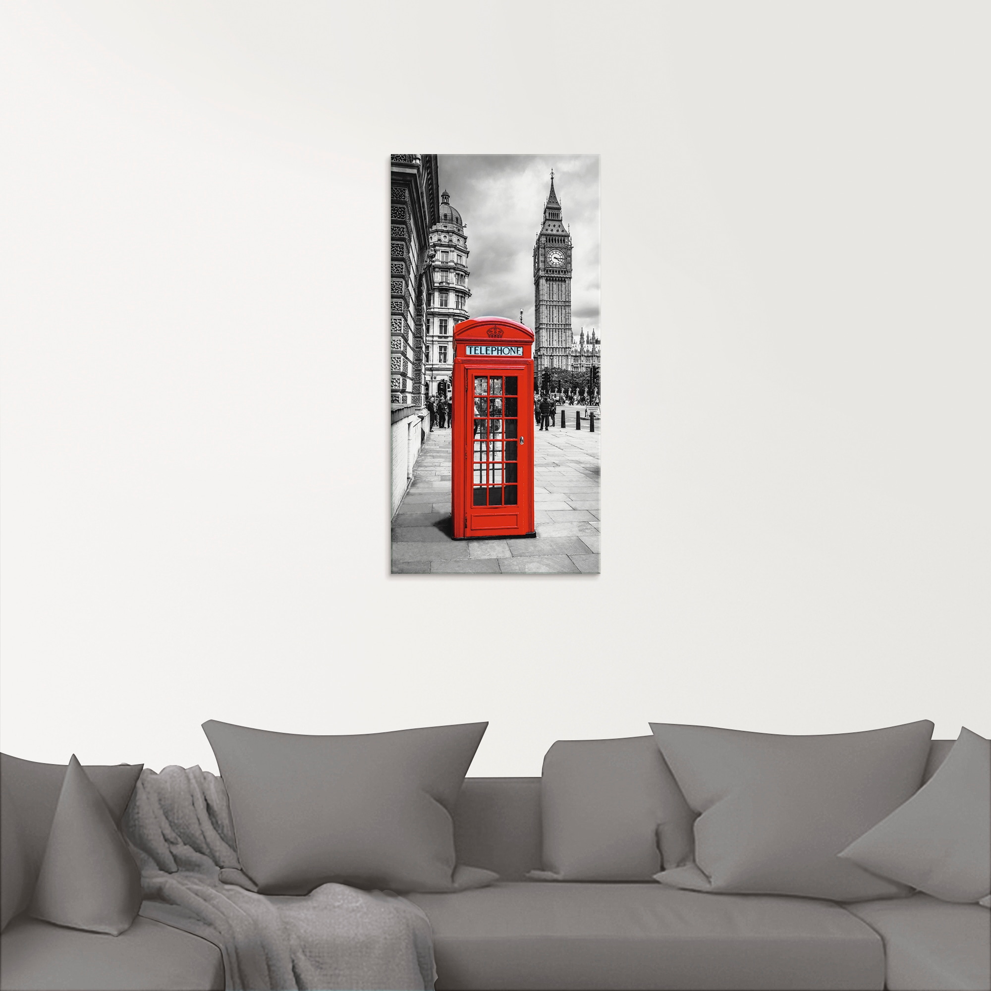 Artland Tableau en verre »London Telefonzelle I« Éléments architecturaux 1 cuis tlg. disponible en différentes tailles