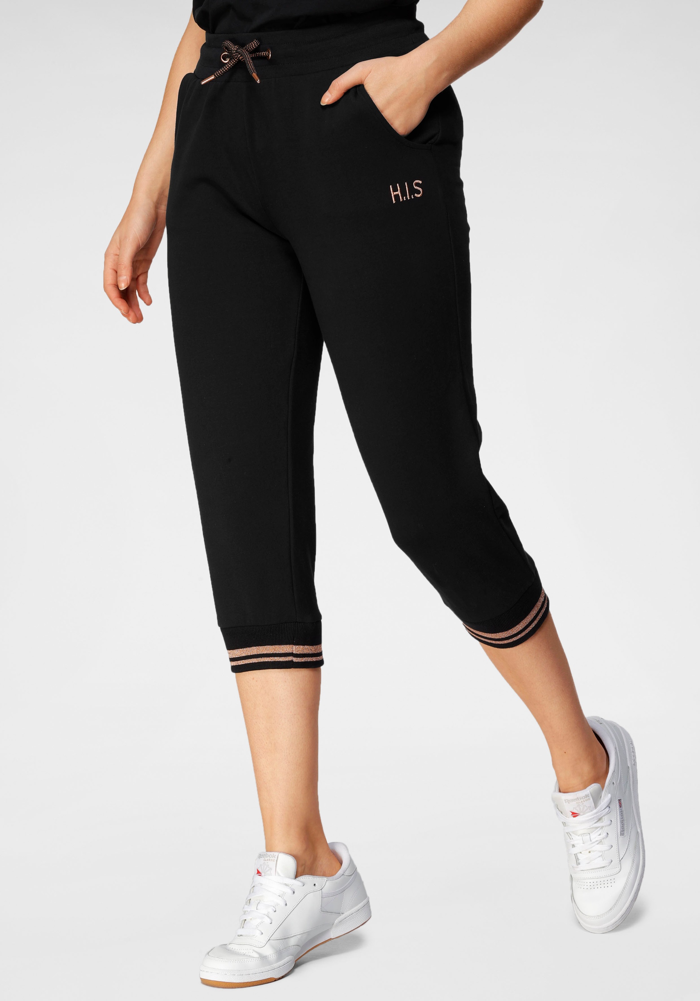 Image of H.I.S 3/4-Sweathose, mit metallisch glänzenden Details; Grosse Grösse bei Ackermann Versand Schweiz