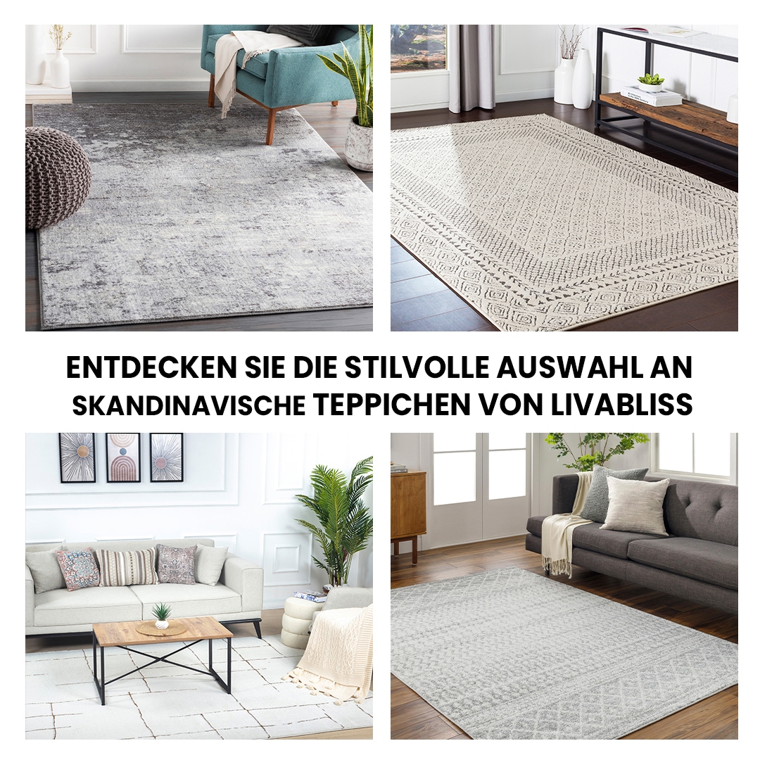 Livabliss Teppich »DEHLI«, rechteckig, 11 mm Höhe, Skandinavischer Teppich, Moderner Kurzflor Boho-Wohnzimmerteppich