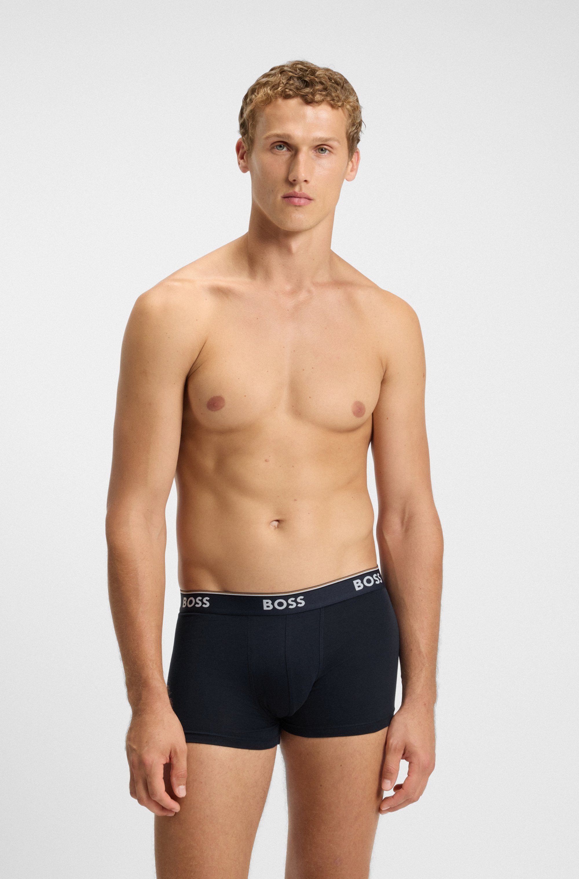 BOSS Trunk Packung, 3 Stk. aus Stretch-Baumwolle mit Logo-Bund, mittlere Bundhöhe