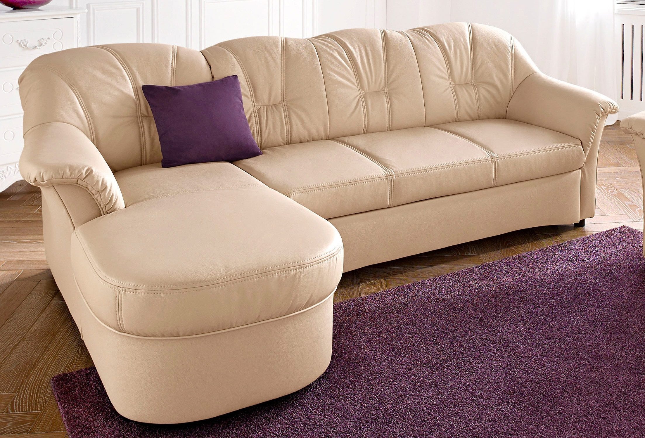 DOMO collection Ecksofa »Flores Schlafsofa, B/T/H: 233/142/86 cm, L-Form«, wahlweise mit Bettfunktion, wahlweise mit Federkern, auch in Leder