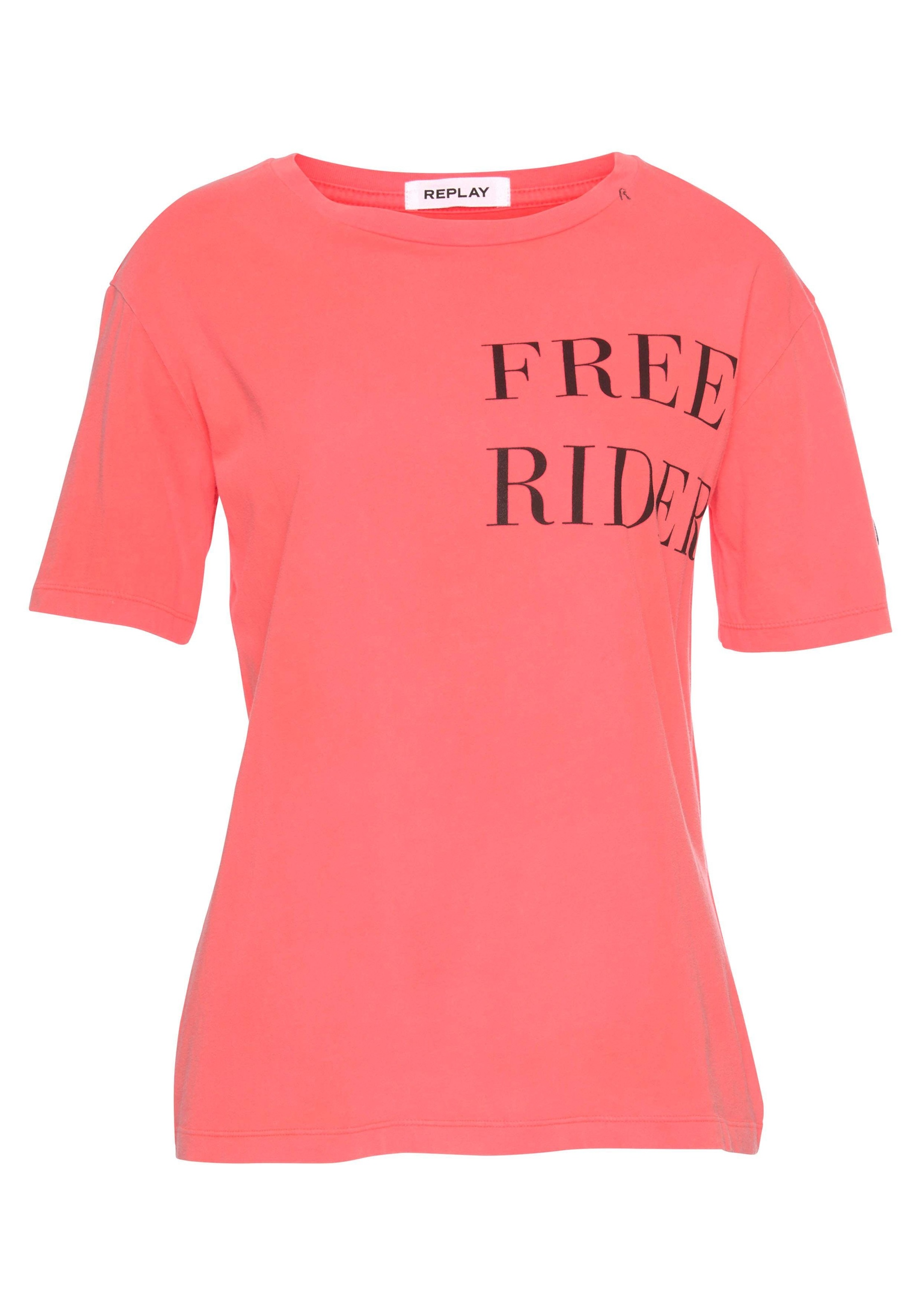 Image of Replay T-Shirt, im Neon-Look mit grossem Statement-Print bei Ackermann Versand Schweiz