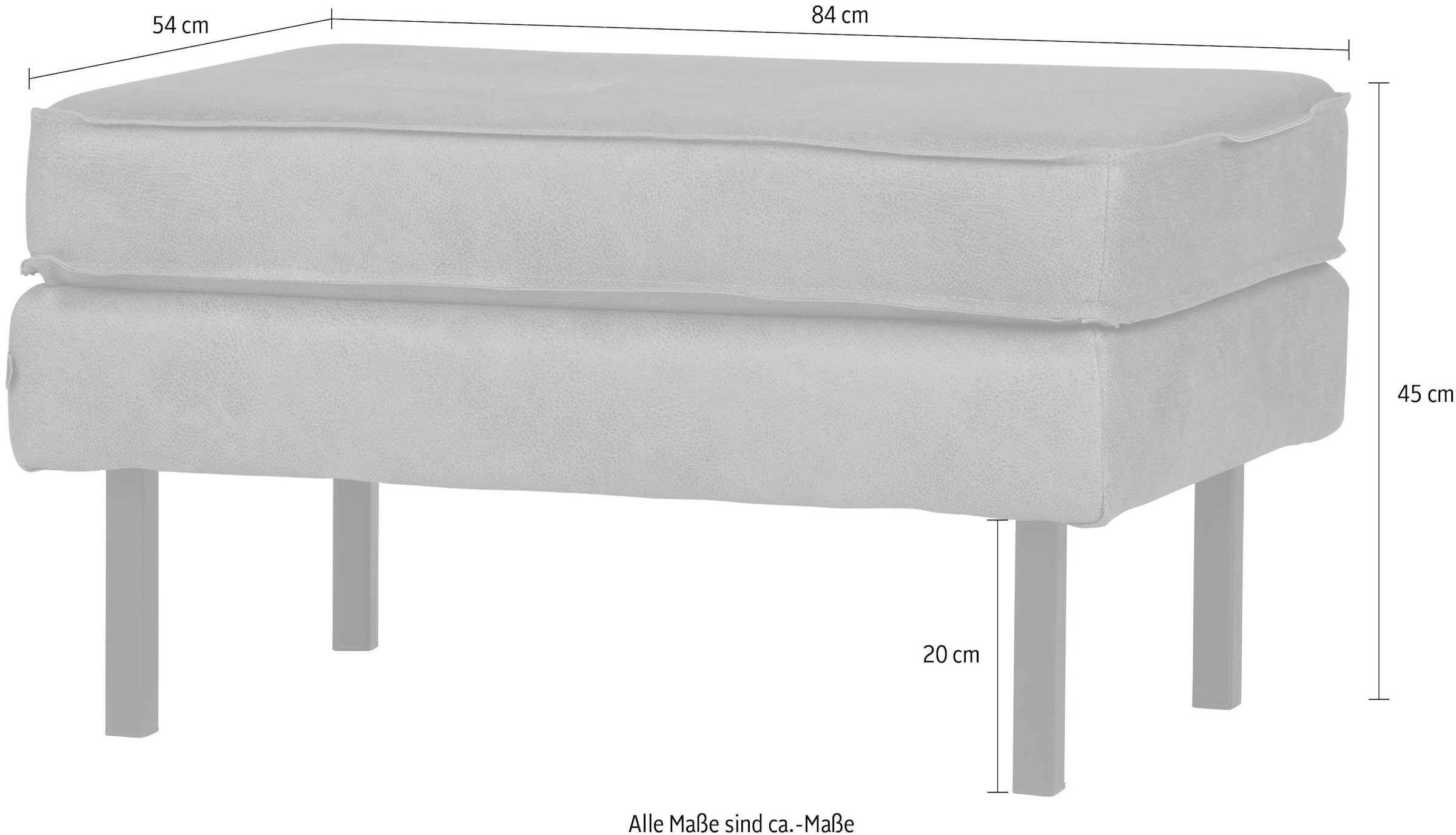 WOOOD Fusshocker »Rodeo mit Kunstleder-Kombination und Metallgestell B84 x T54 x H45 cm« Hohe Verschleissfestigkeit, Tragkraft 100 kg, einfach zu montieren