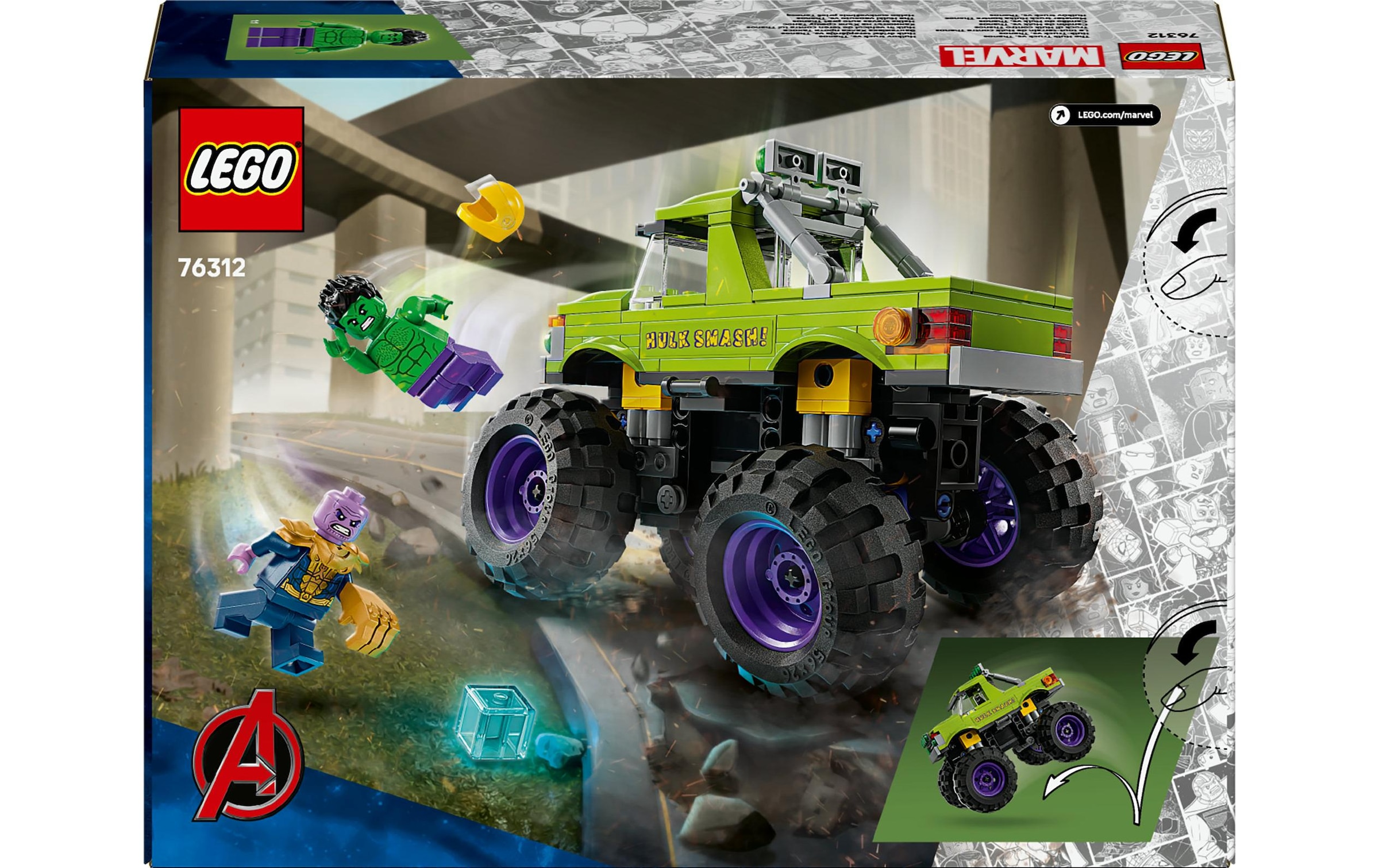 LEGO® Spielbausteine »Marvel Hulk-Truck vs. Thanos 76312«