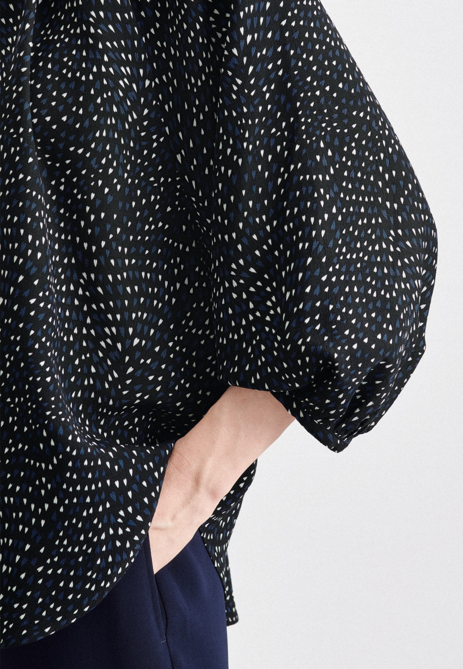 seidensticker Chemisier à chemise »Schwarze Rose« 3/4-Arm Rundhals Druck