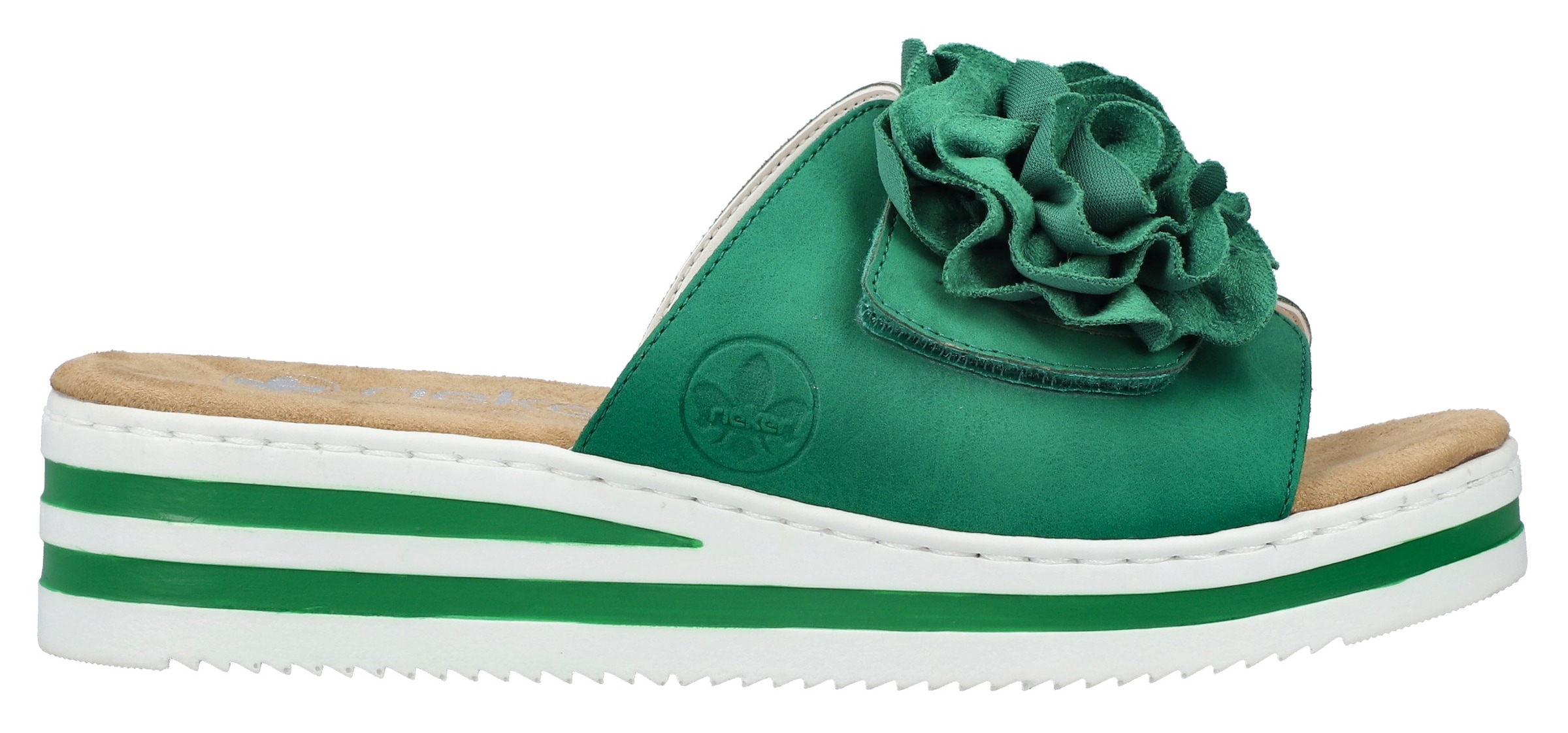 Rieker Pantolette  , Sommerschuh, Poolslide, Strandschuh, Keilabsatz, mit Klettverschluss